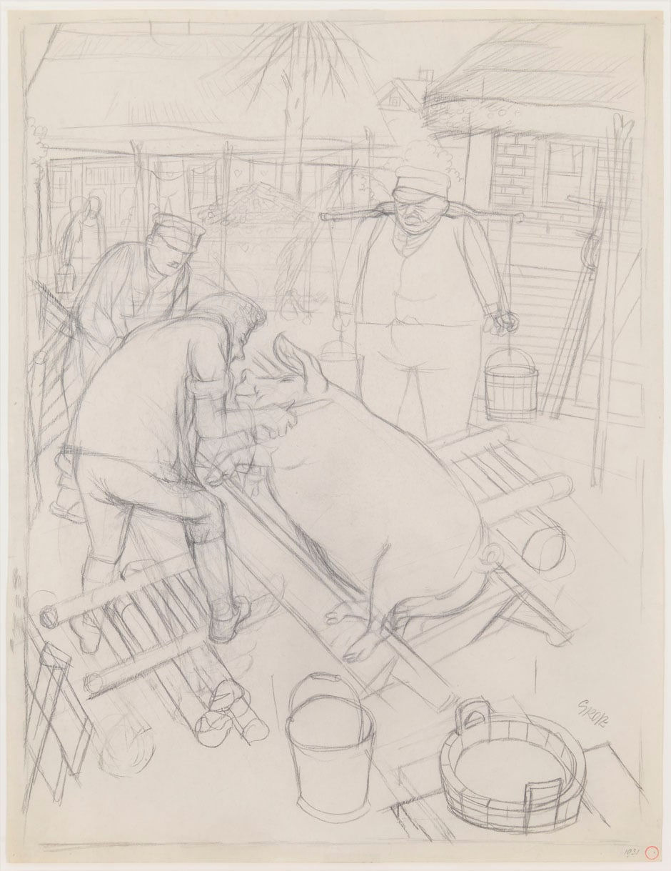 George Grosz, Schweineschlachten auf dem Lande (Pig Slaughter in the Countryside), 1931