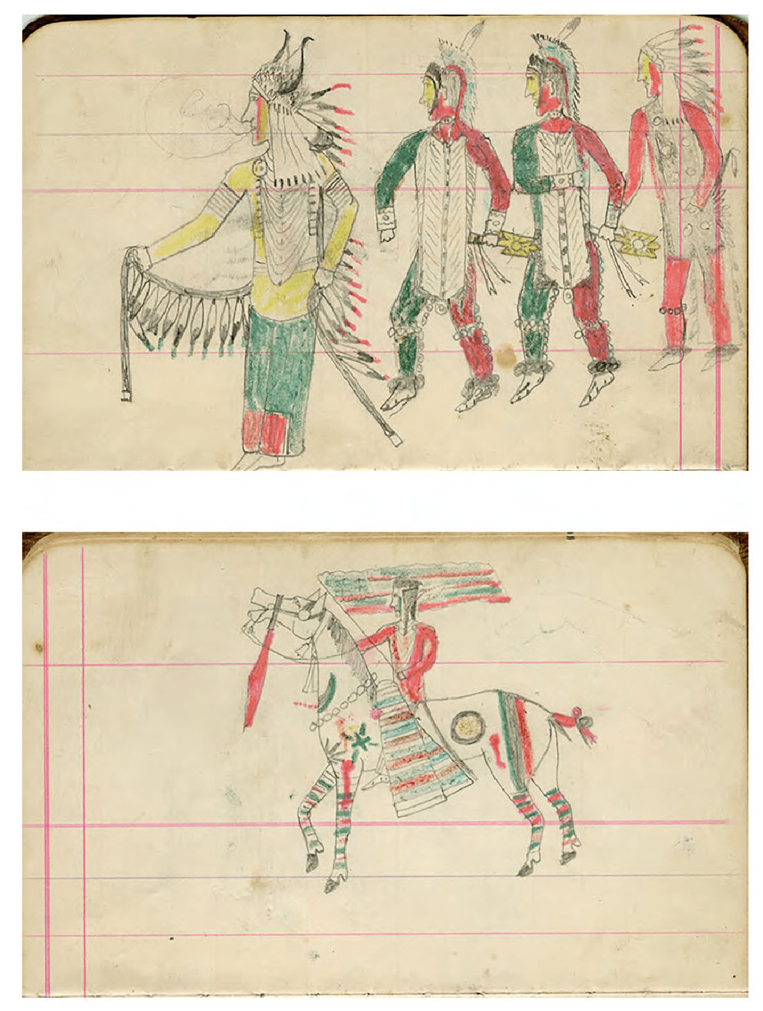 anonymous artist, Ledger Drawing (recto/verso), ca. 1890-1910