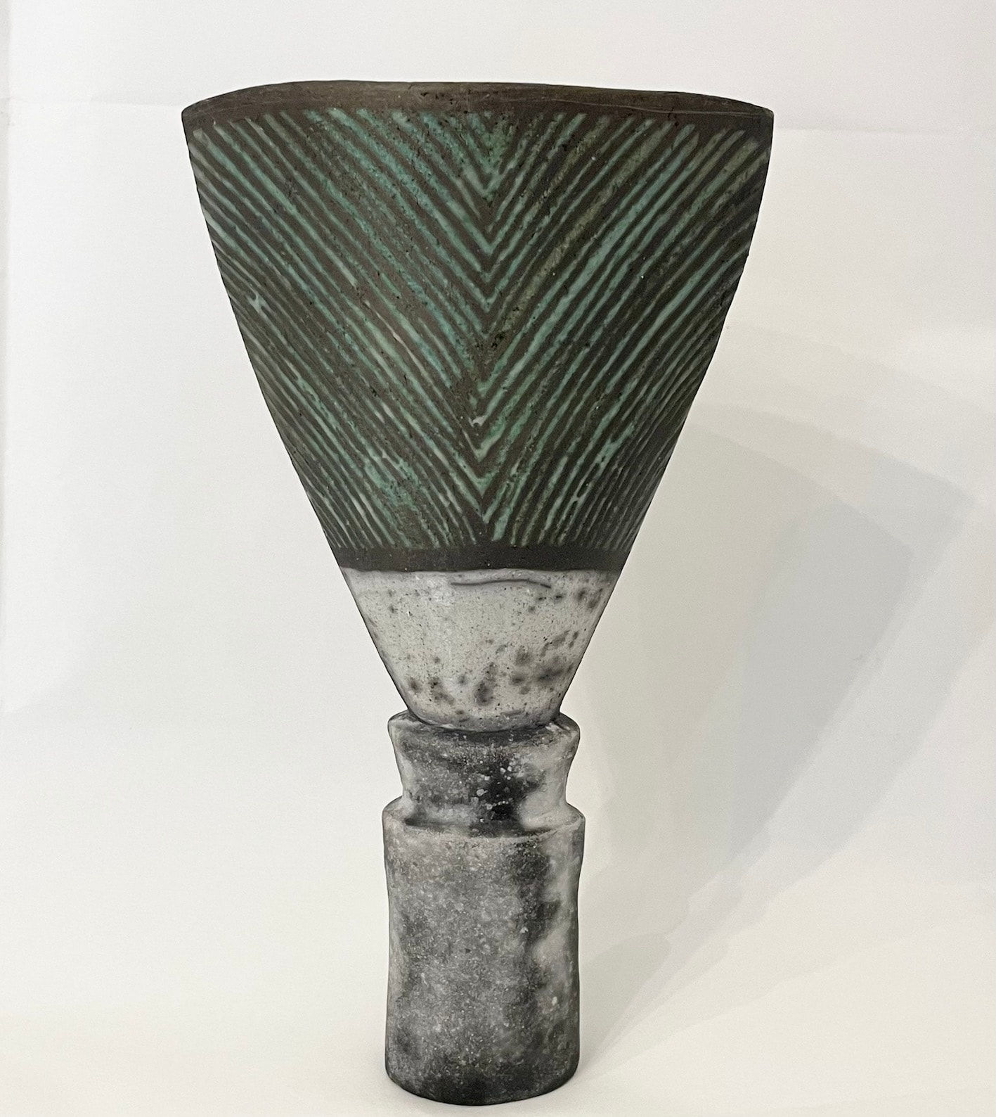 Elizabeth Raeburn, Raku Vessel Green Feather