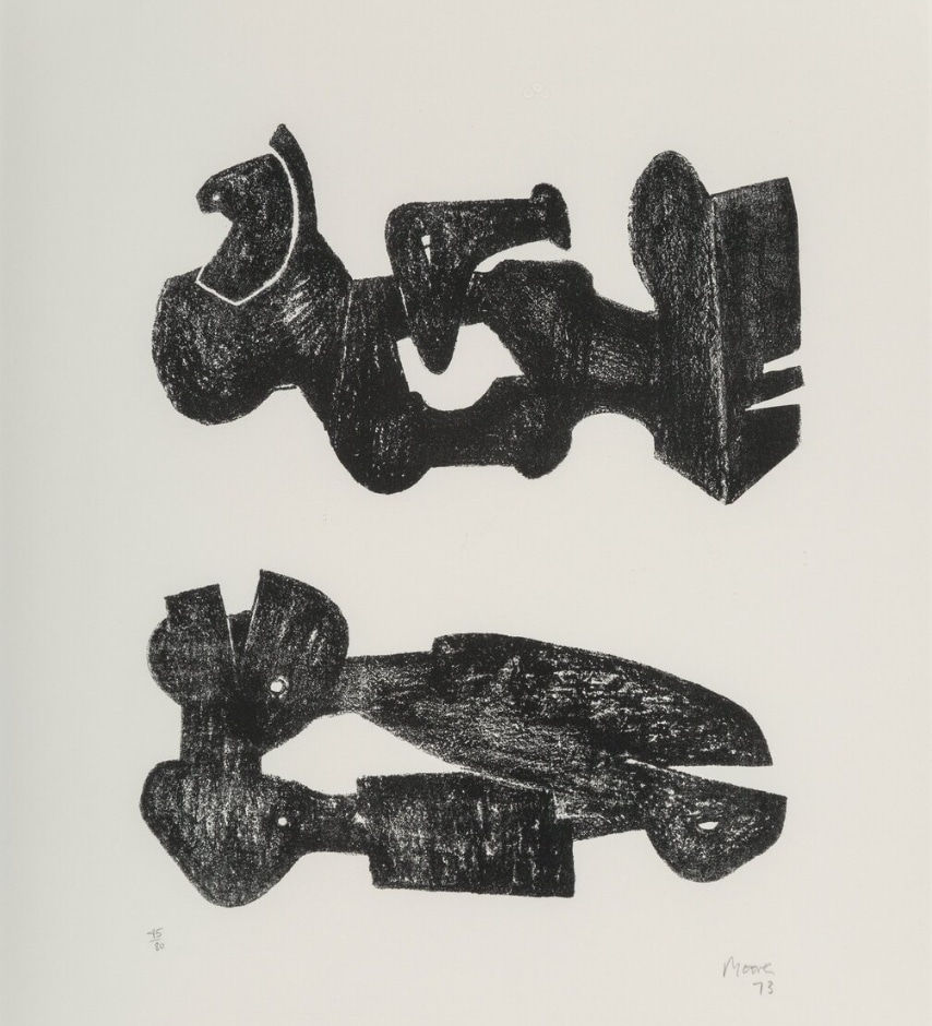 Henry Moore, Two Black Forms, Metal Figures, 1973