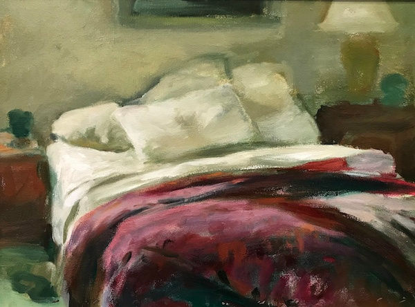 Marc Whitney, Burgundy Unmade Bed, 2018