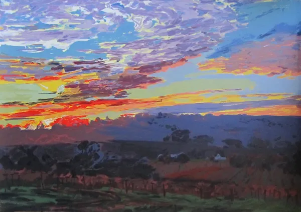 Jian Wang, Untitled Landscape Sunset Vineyard, 2014