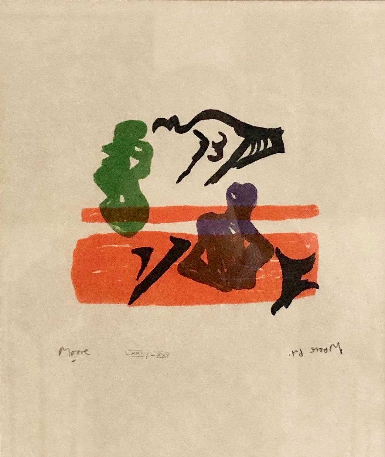 Henry Moore, Violet Torso on Orange Stripes, 1967