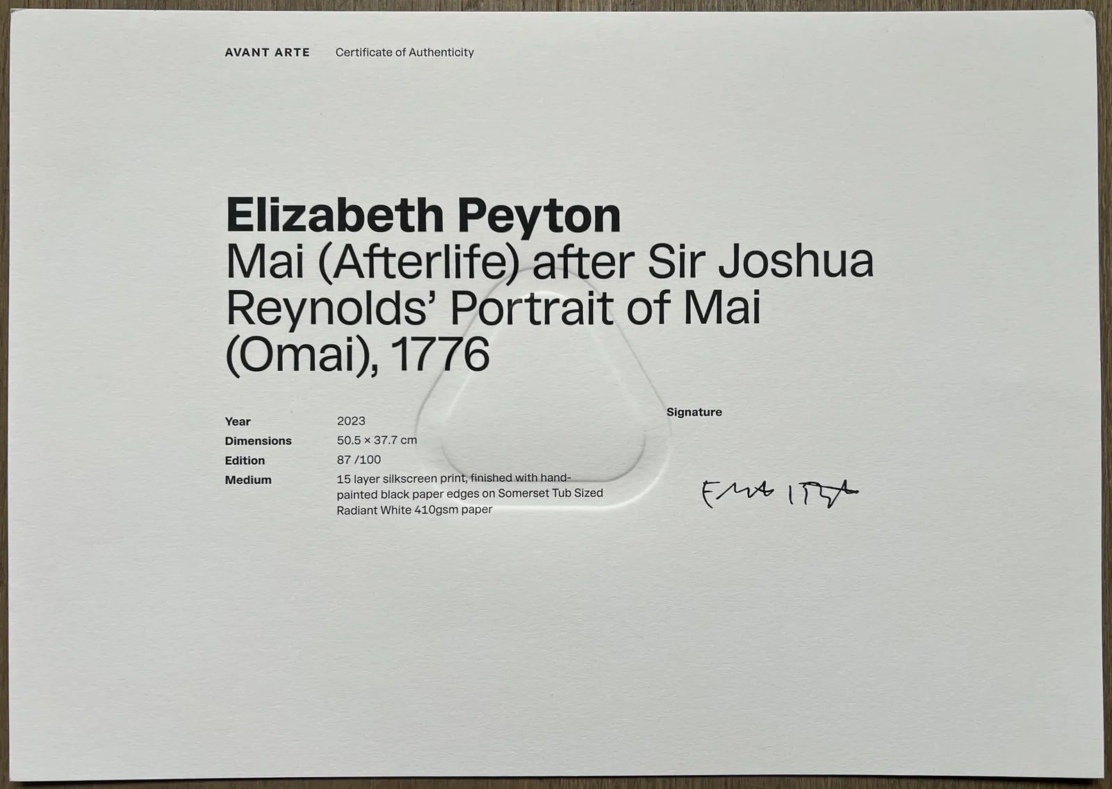 Elizabeth Peyton, Mai (Afterlife) after Sir Joshua Reynolds' Portrait of Mai (Omai), 2023