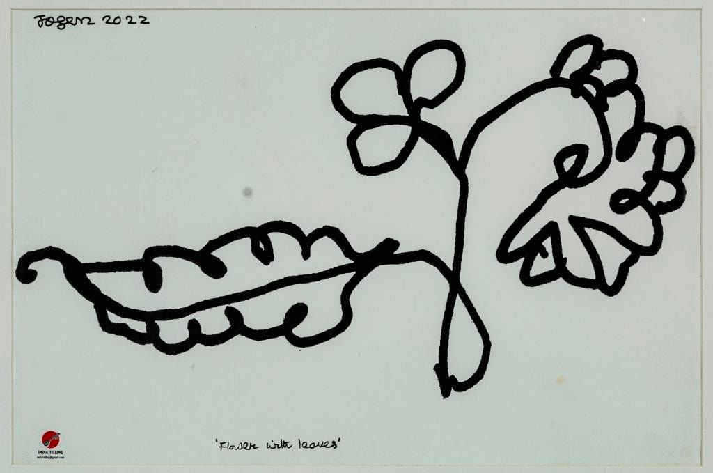 Jogen Chowdhury, Flower with Leaves, 2022