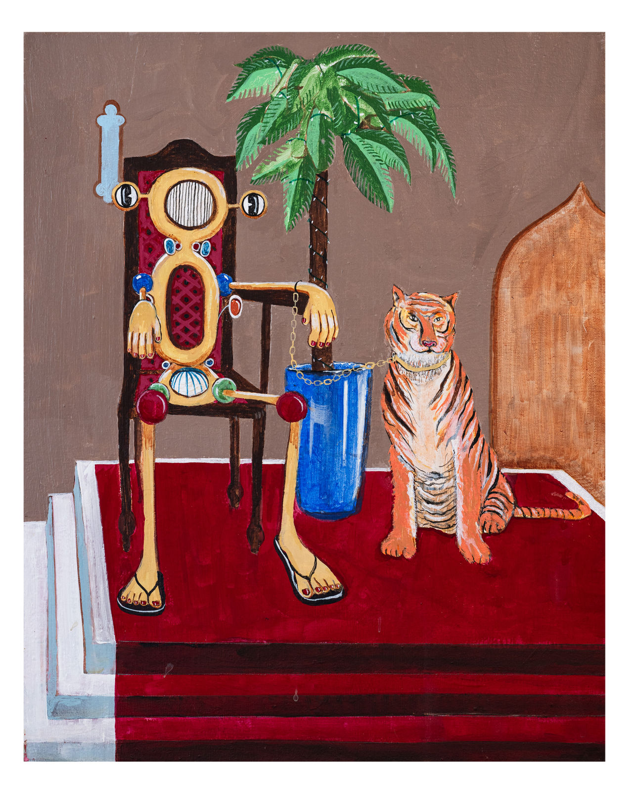 Rory Devine, Untitled (tiger on a gold leash), 2024