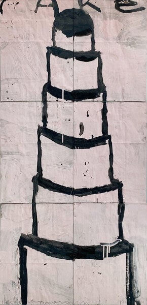 Gary Komarin, Cake Painting (Pink, Black), 2019