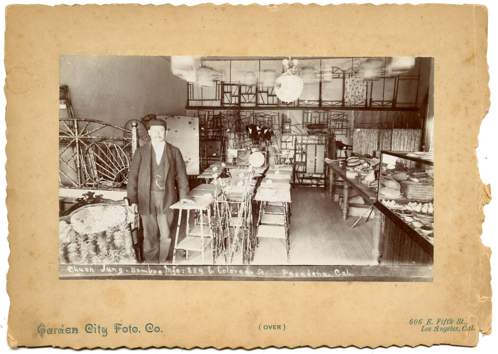 Garden City Foto Co., Interior View of the Pasadena-Based Shop of Bamboo Furniture Manufacturer Chuck Jung, 1890s