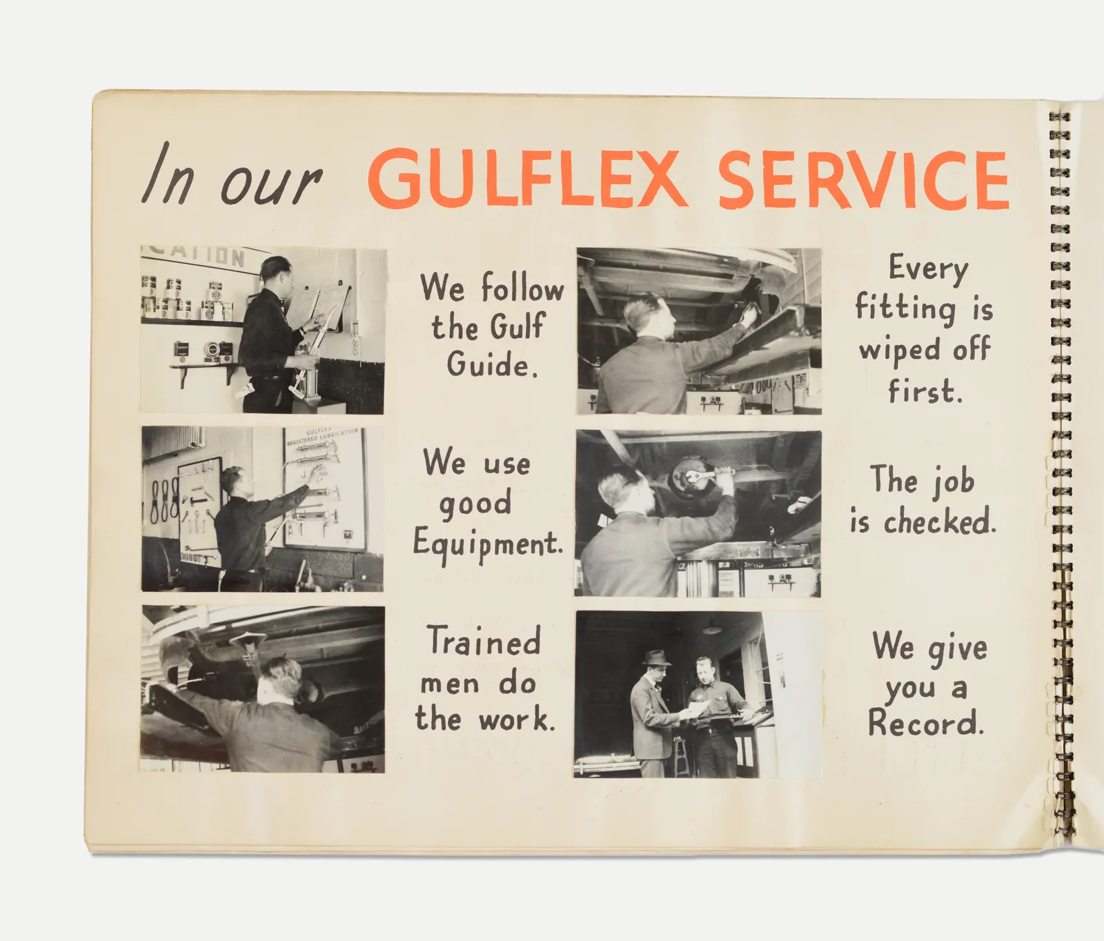 Gulf Oil Co., "Get More For Your Money at John Schmook's Service Station", 1930s