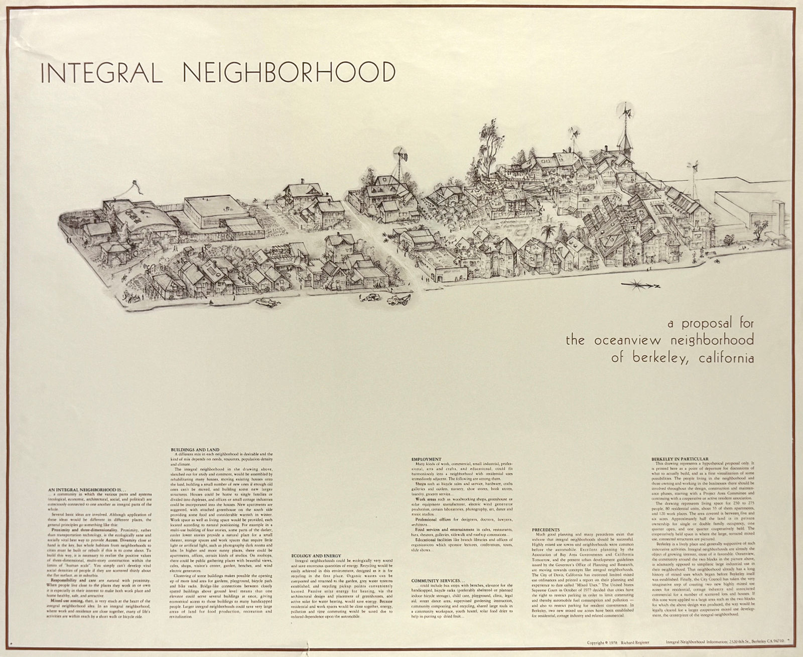 Richard Register, Large Design for a Proposed "Integral Neighborhood" in Berkeley, CA, 1978