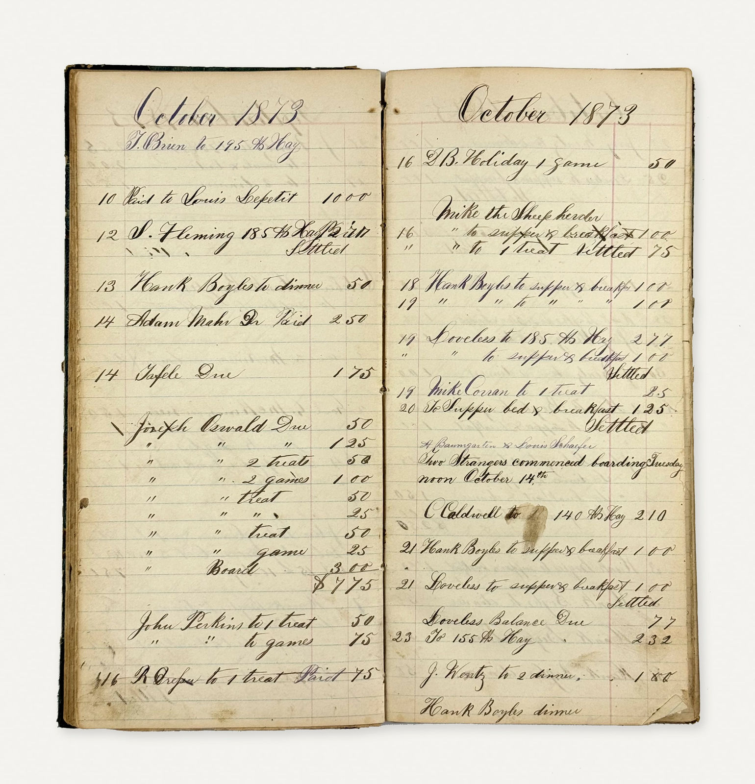 [Meyer's Hotel], Daybook of a Short-Lived, Gold-Rush Hotel in El Dorado County, CA, 1871-78