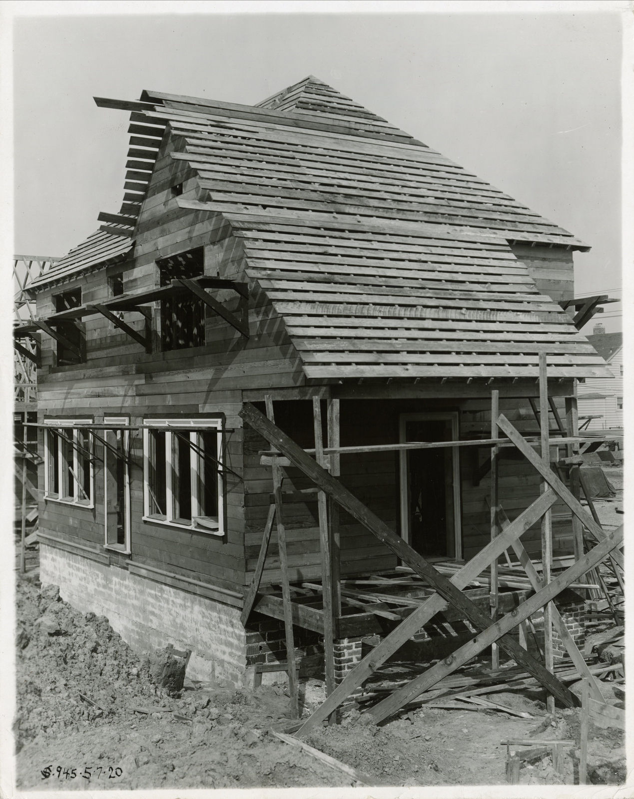 [Ford Homes], Group of Photos Showing Construction Dearborn-Area Planned Neighborhood, 1919-20