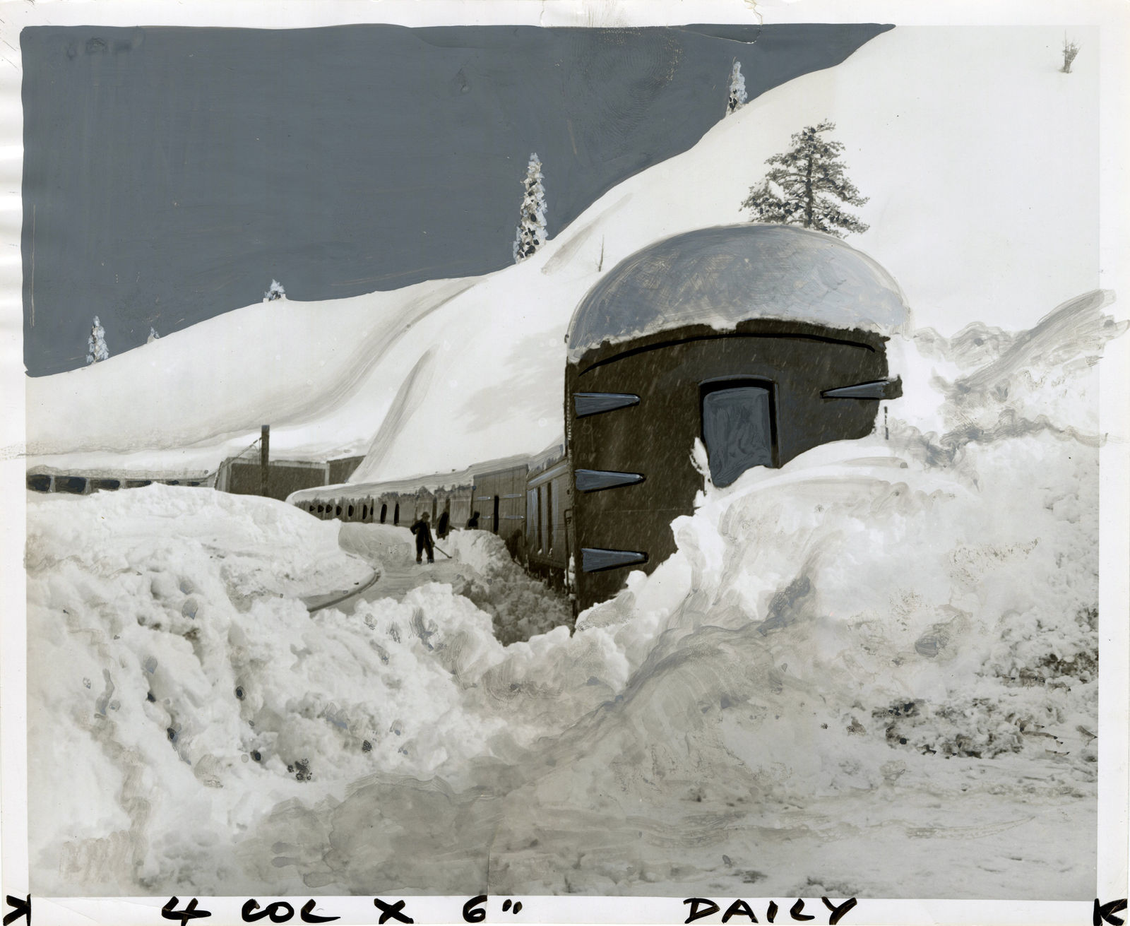 San Francisco Examiner, Southern Pacific Train Snowed in at Crystal Lake, CA, 1958