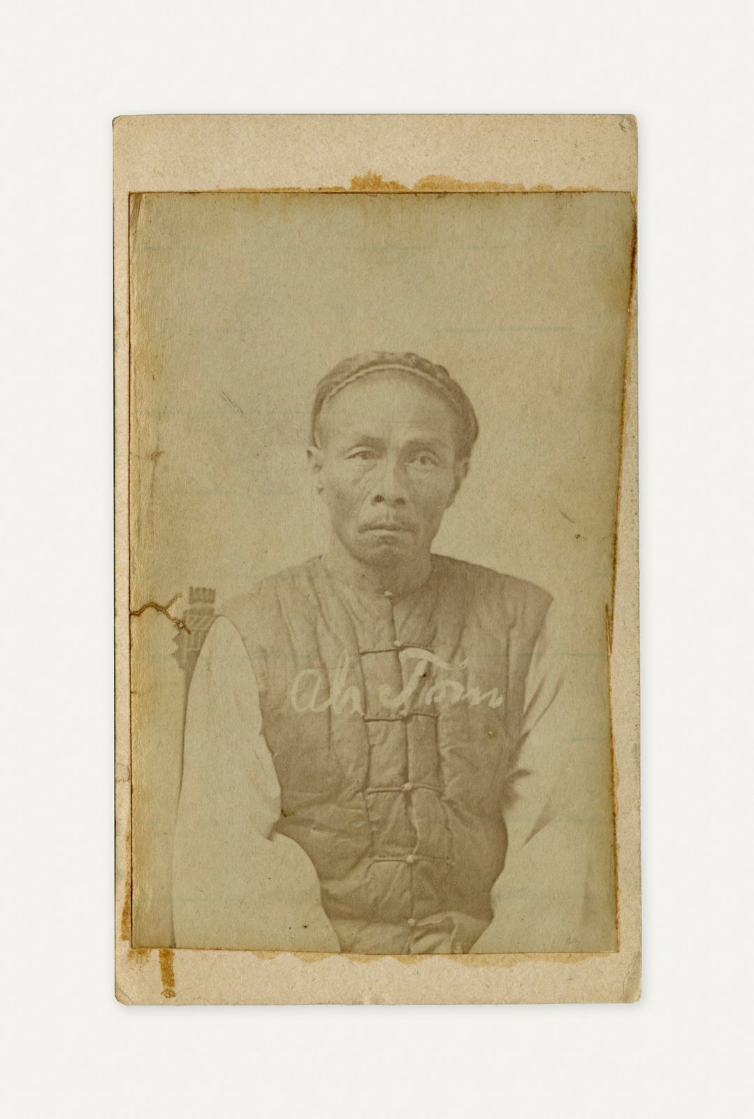 [Mugshot], Carte-de-visite of an Identified Chinese-American Man Arrested for Hydraulic Mining, 1887