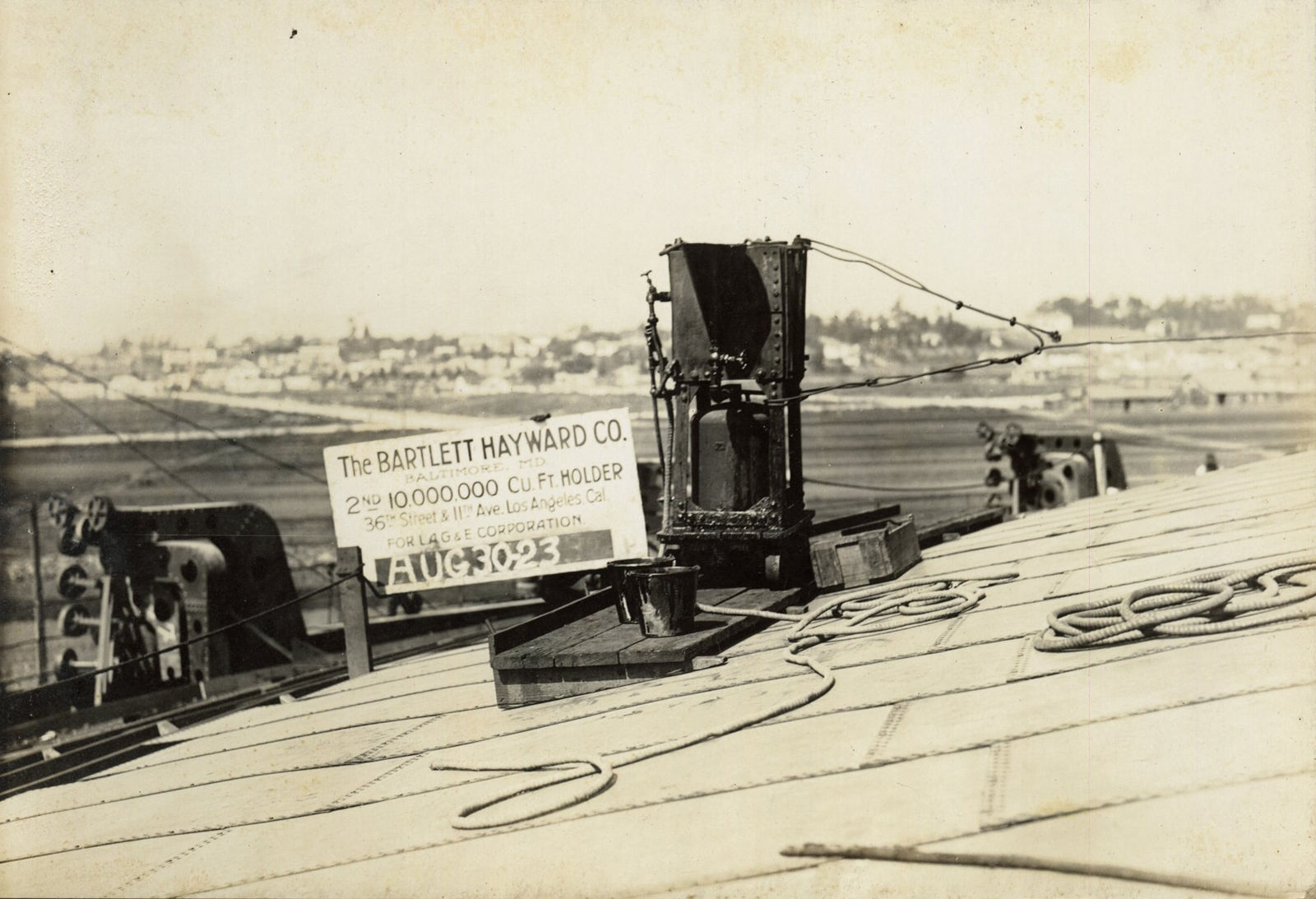 [L.A. Gas and Electric], Large Group Photos Documenting Construction of Gas Tanks in Los Angeles, 1922-24