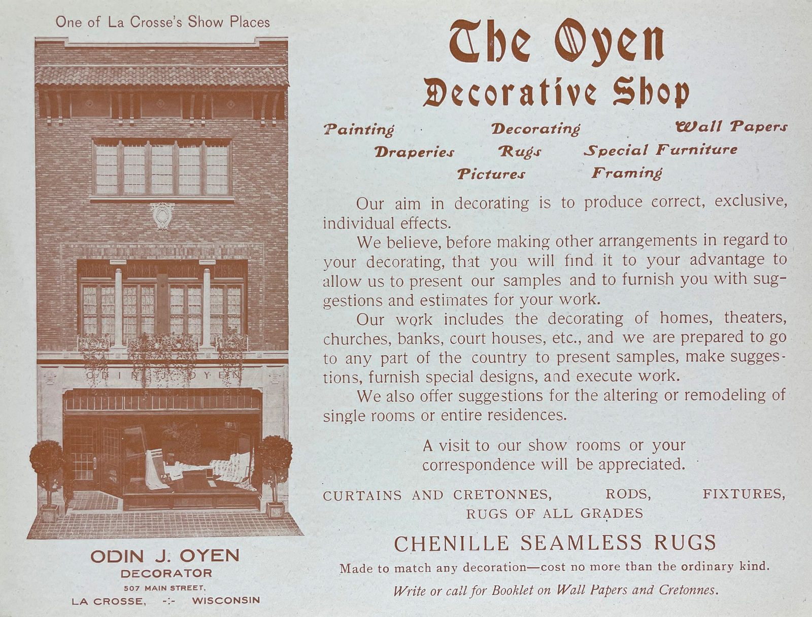 [Odin Oyen], Collection of Photos, Ephemera, and Art Related to the Important Midwestern Designer , 1890s-1920s