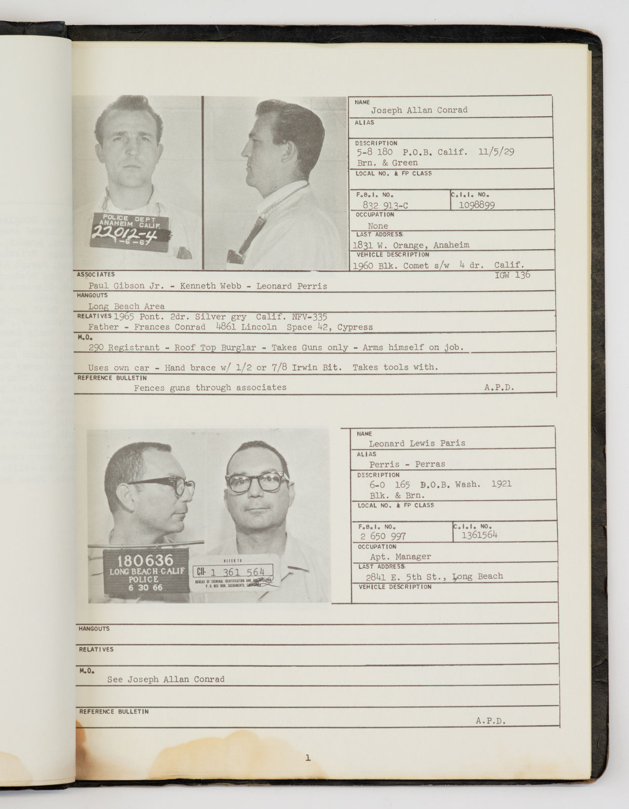 [Southern California Safe Burglary Investigators’ Association], Zine-like dossier used by safe burglary investigators throughout California, 1969