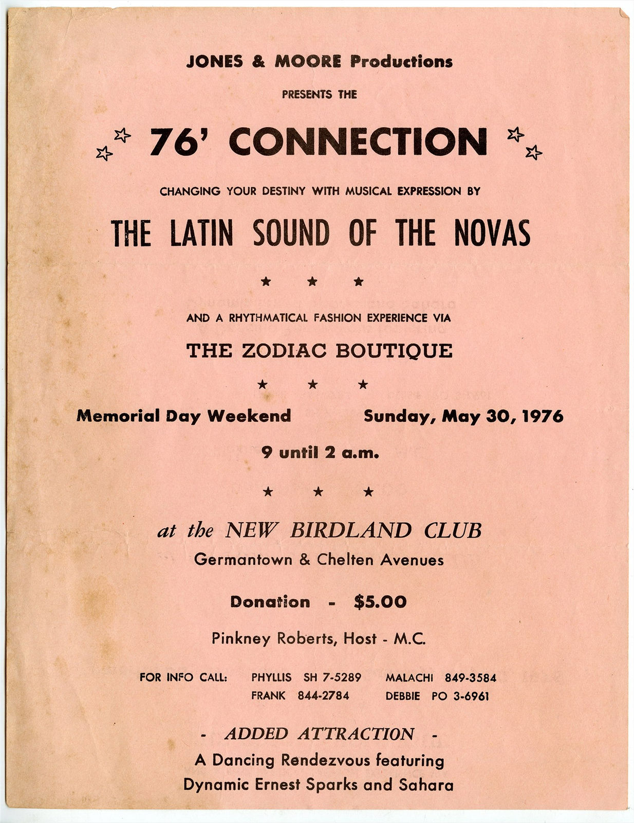 [Pinkney Roberts], Group of Photos, Flyers, and other Ephemera Related to the "The Fashion Plate M.C." , 1940s-70s