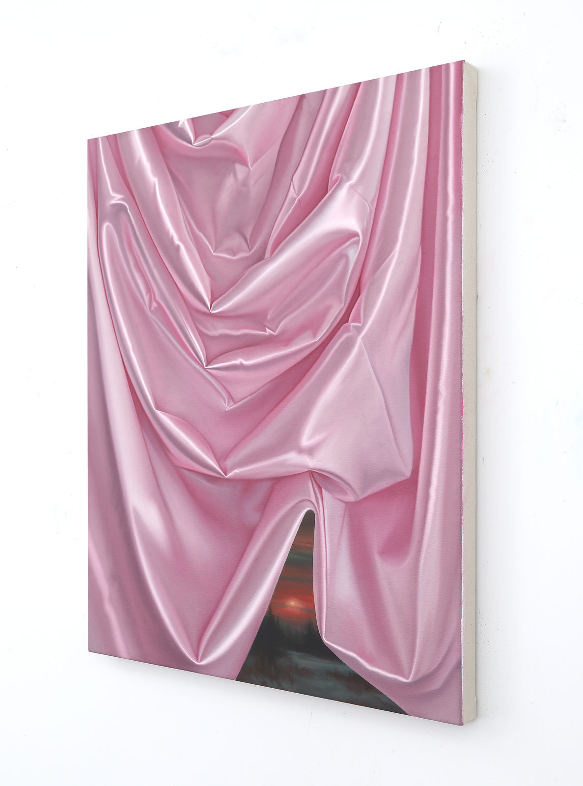 Shawn Huckins, Winter Sky with Pink Satin Fabric, 2025