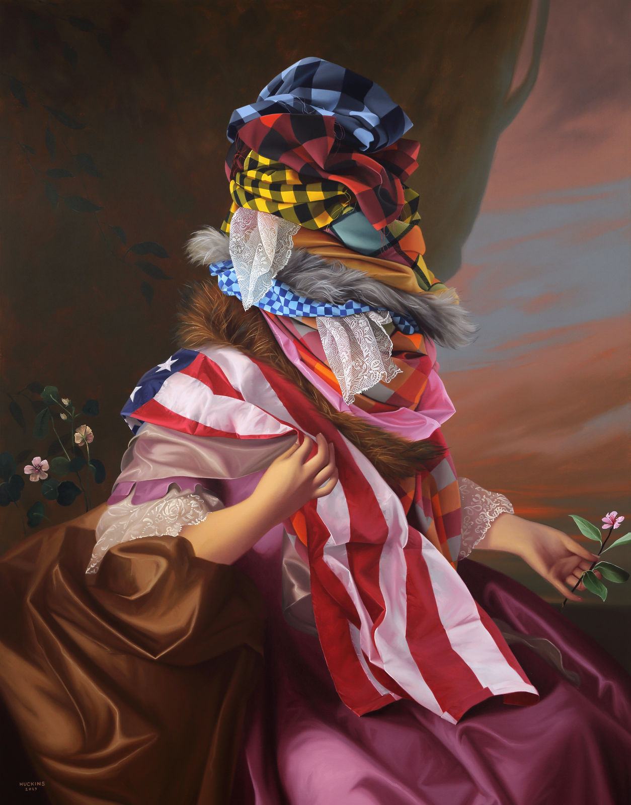 Shawn Huckins, American Portrait III: Freelove Olney (after Copley), 2023