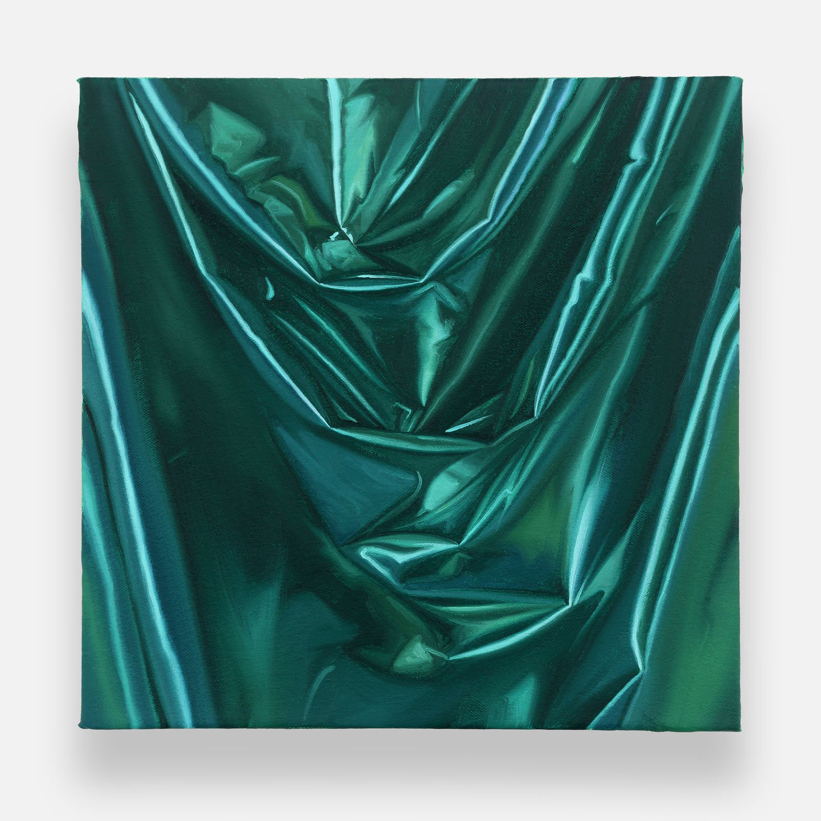 Shawn Huckins, Metallic Teal Green Fabric During Dawn Study, 2024