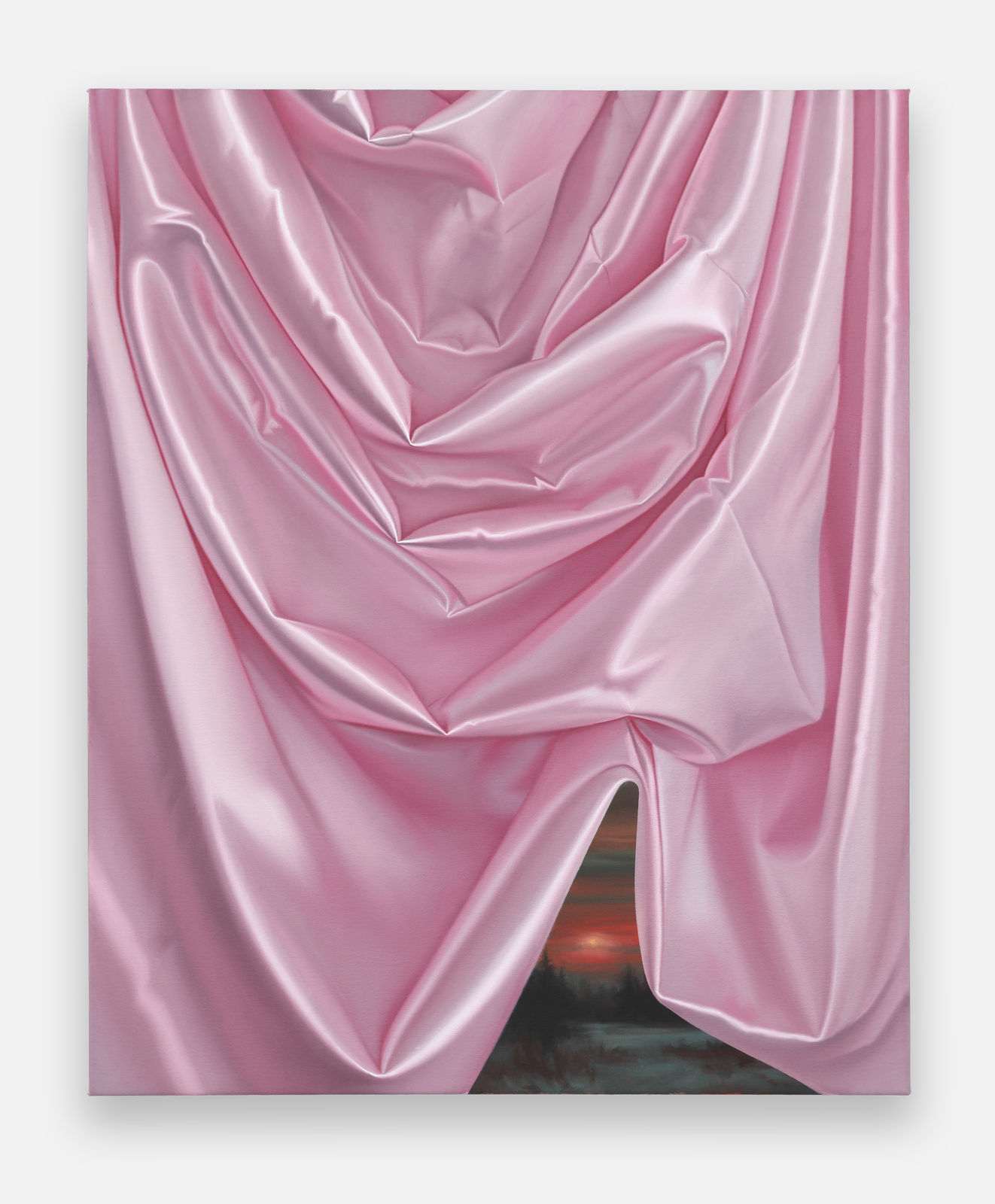 Shawn Huckins, Winter Sky with Pink Satin Fabric, 2025