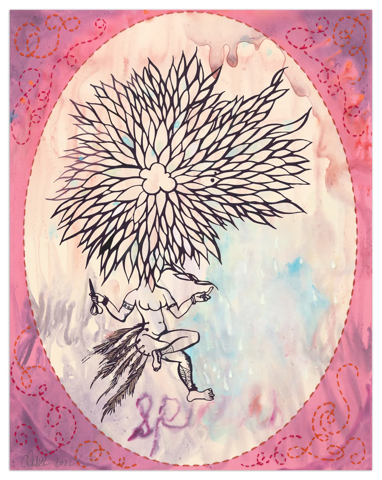 Chitra Ganesh Durham Press Wolf Watcher's Dream Monotype Unique