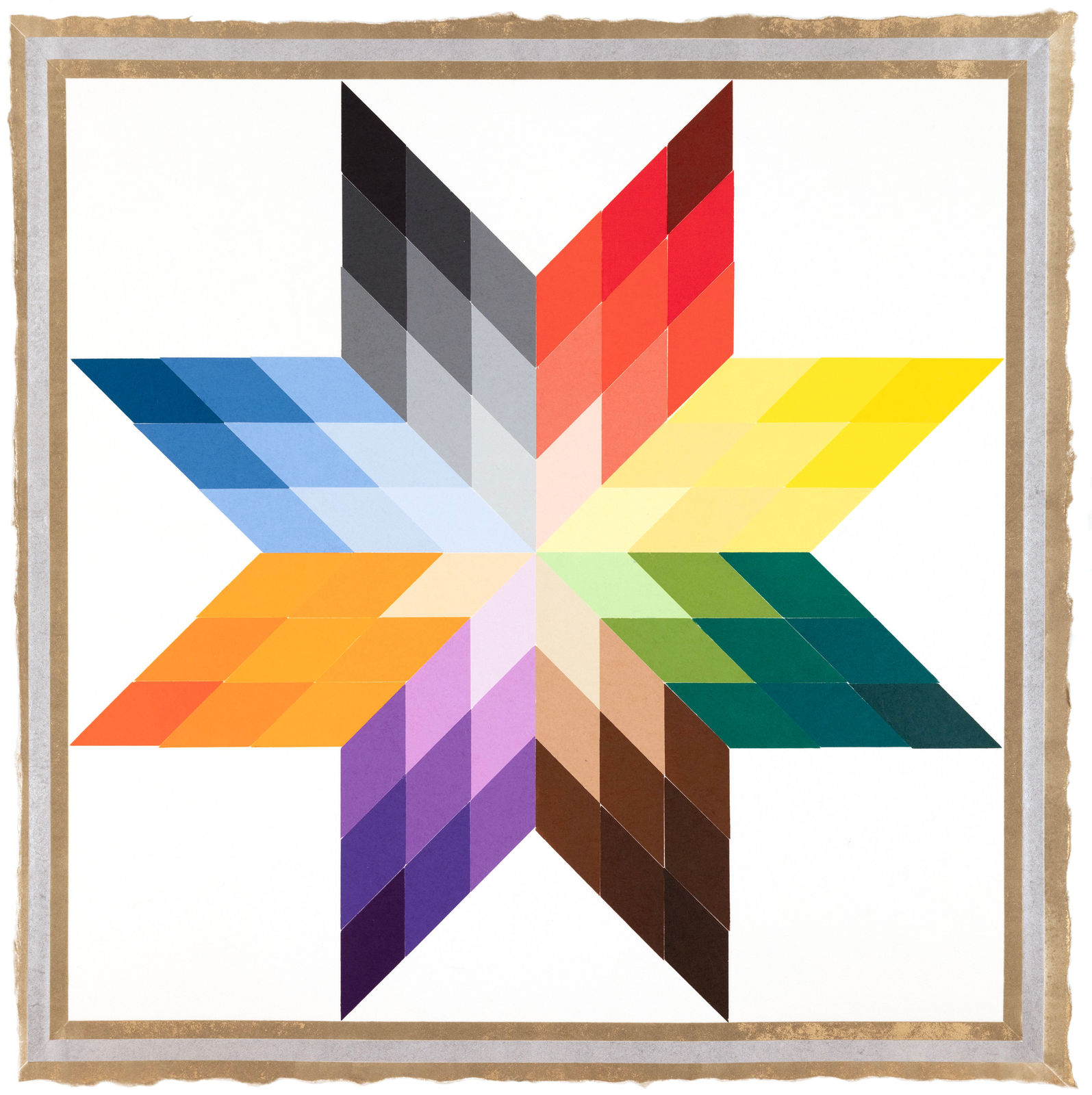 Polly Apfelbaum Durham Press Barn Star Woodblock Monoprint