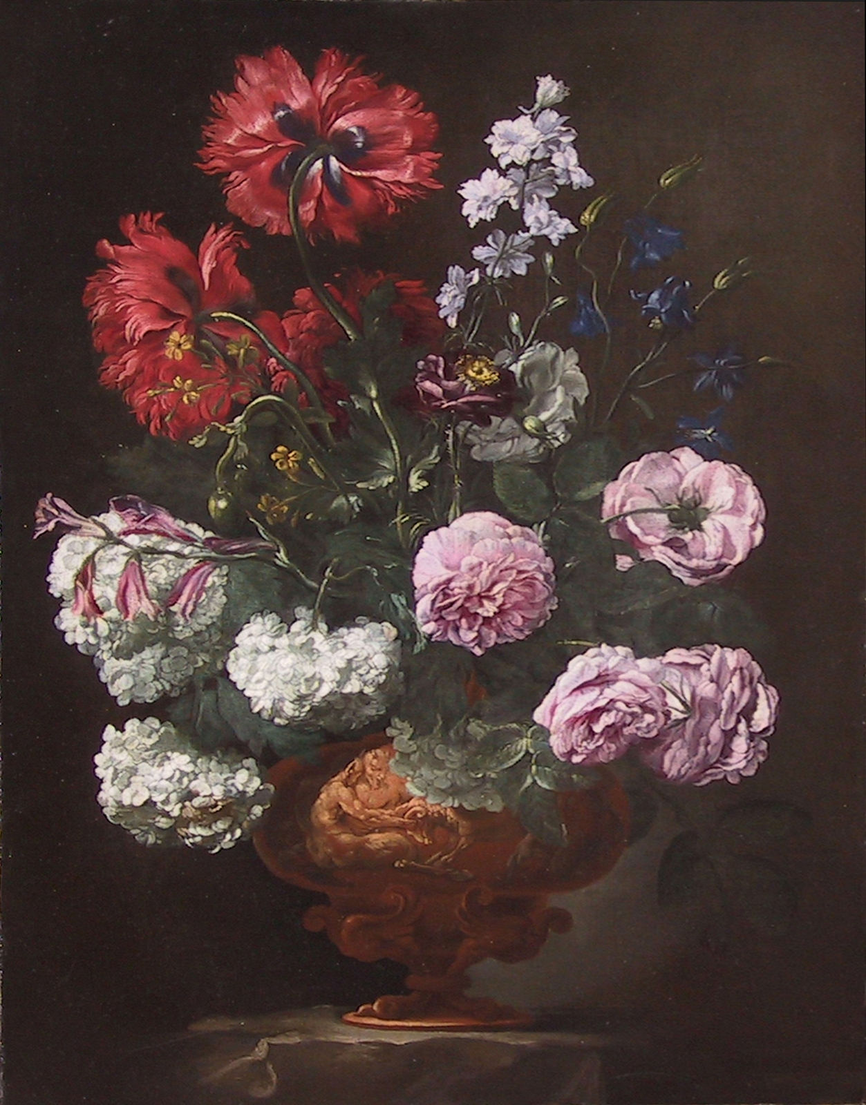 Andrea Belvedere, Still life with flowers in a vase, a pair