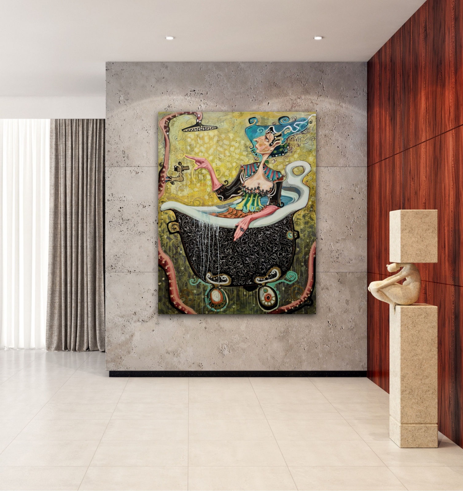 Max Pedreira, El baño matutino en la planta alta (The morning bath upstairs).