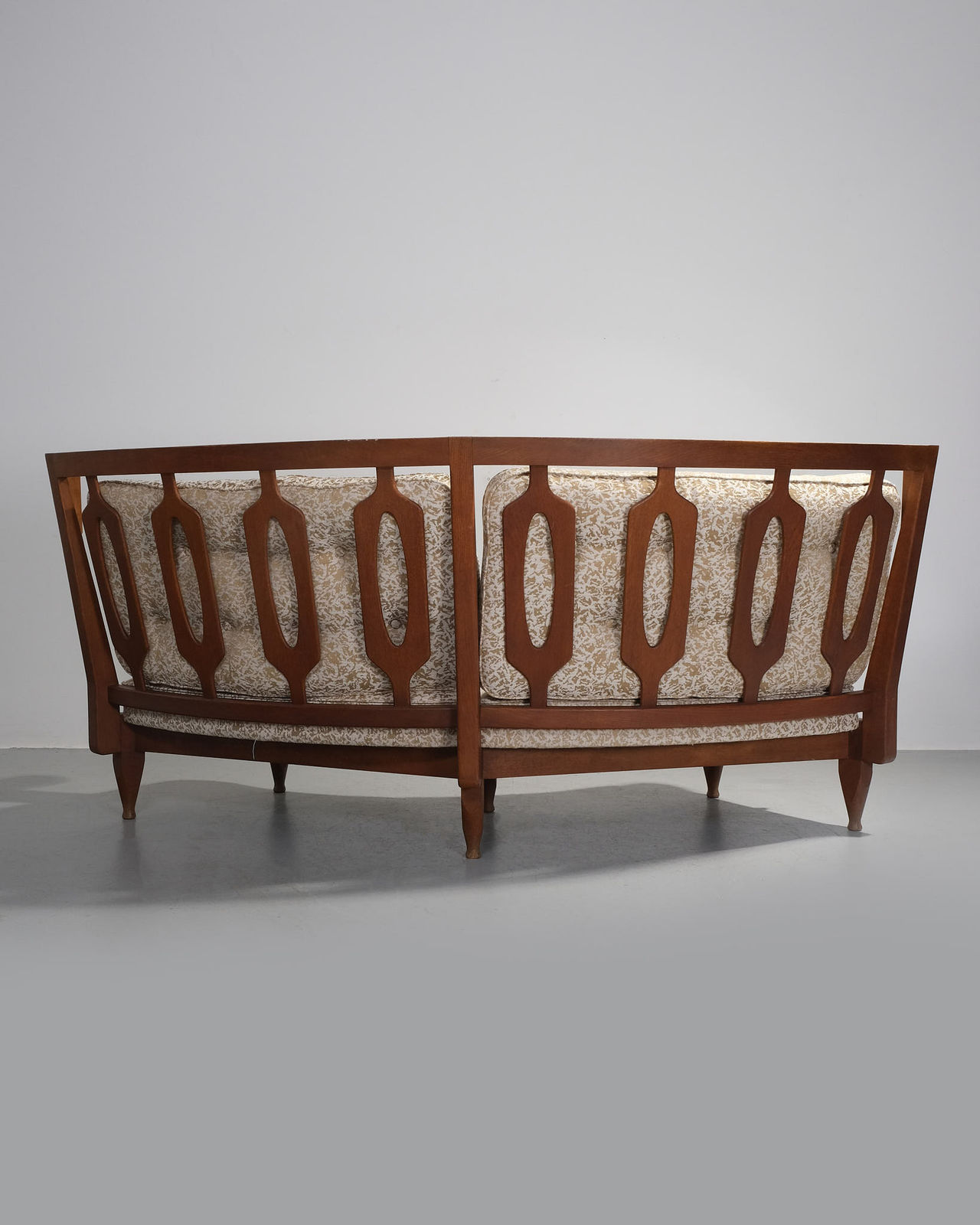 Guillerme et Chambron, Curved Sofa Bench With Slatted Backrests