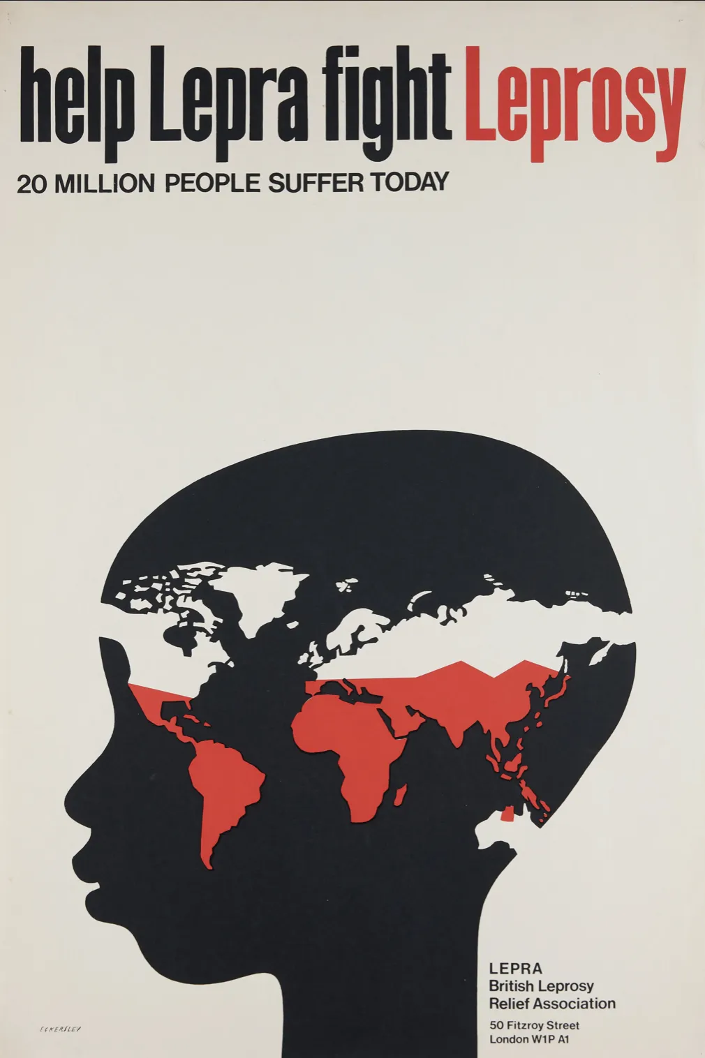 Tom Eckersley, 'Help Lepra' Poster, c.1980s