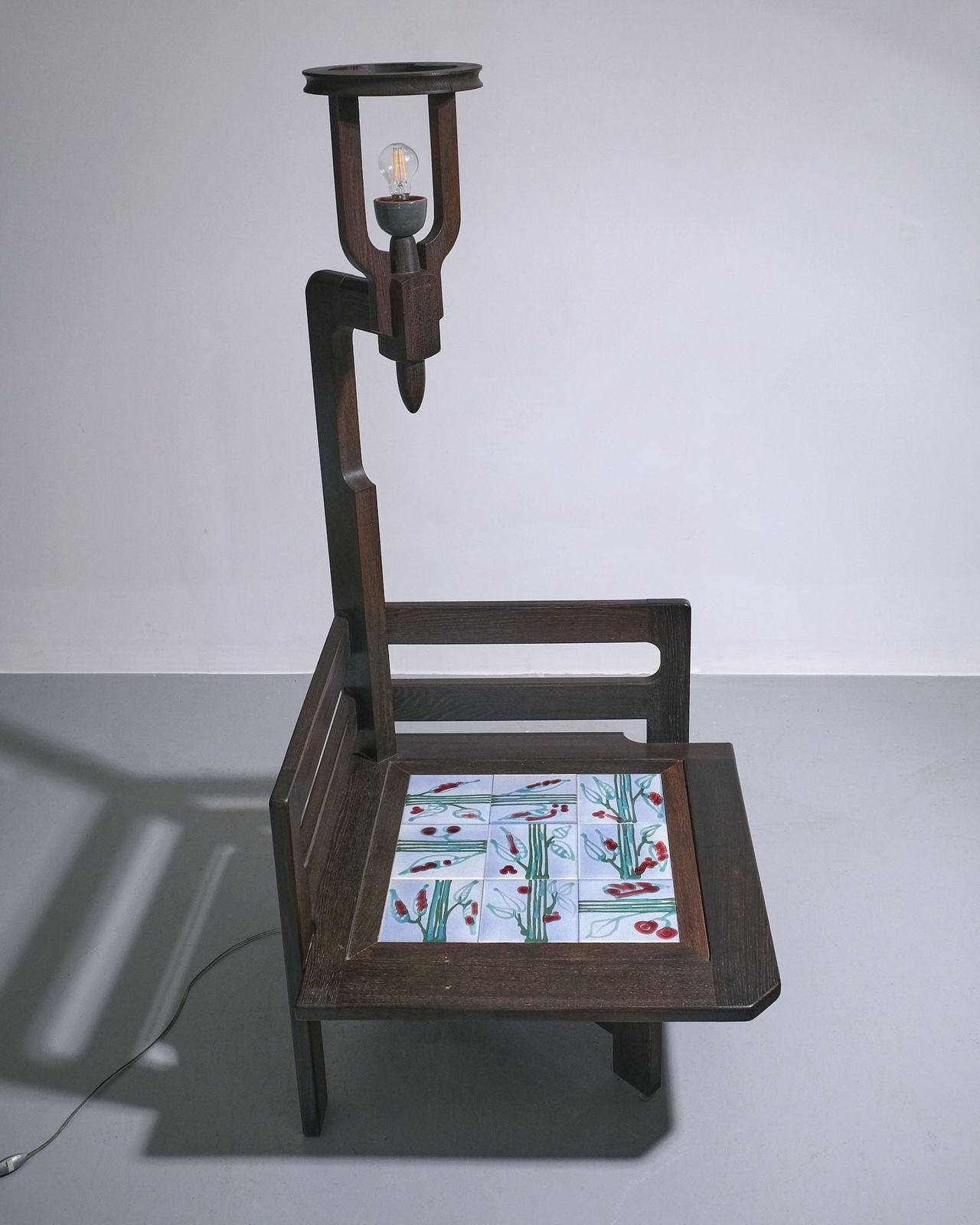 Guillerme et Chambron, Tiled Coffee Table With Lamp