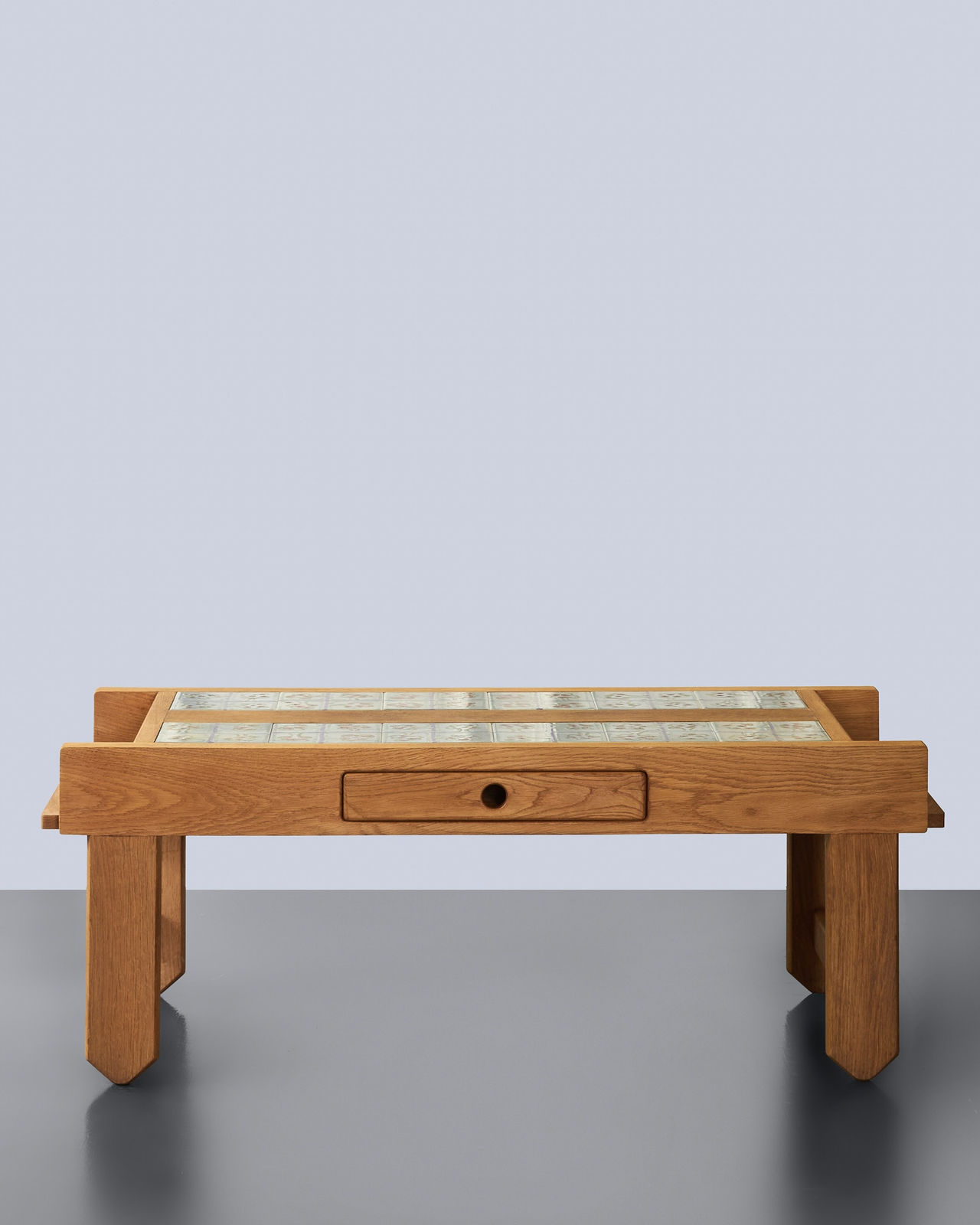 Guillerme et Chambron, Tiled Coffee Table With Drawer