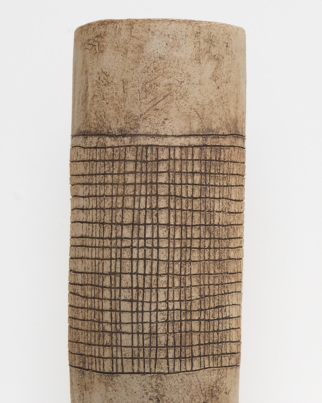 Jane Kite, Tall Vase with Crosshatch Sgraffito Detailing