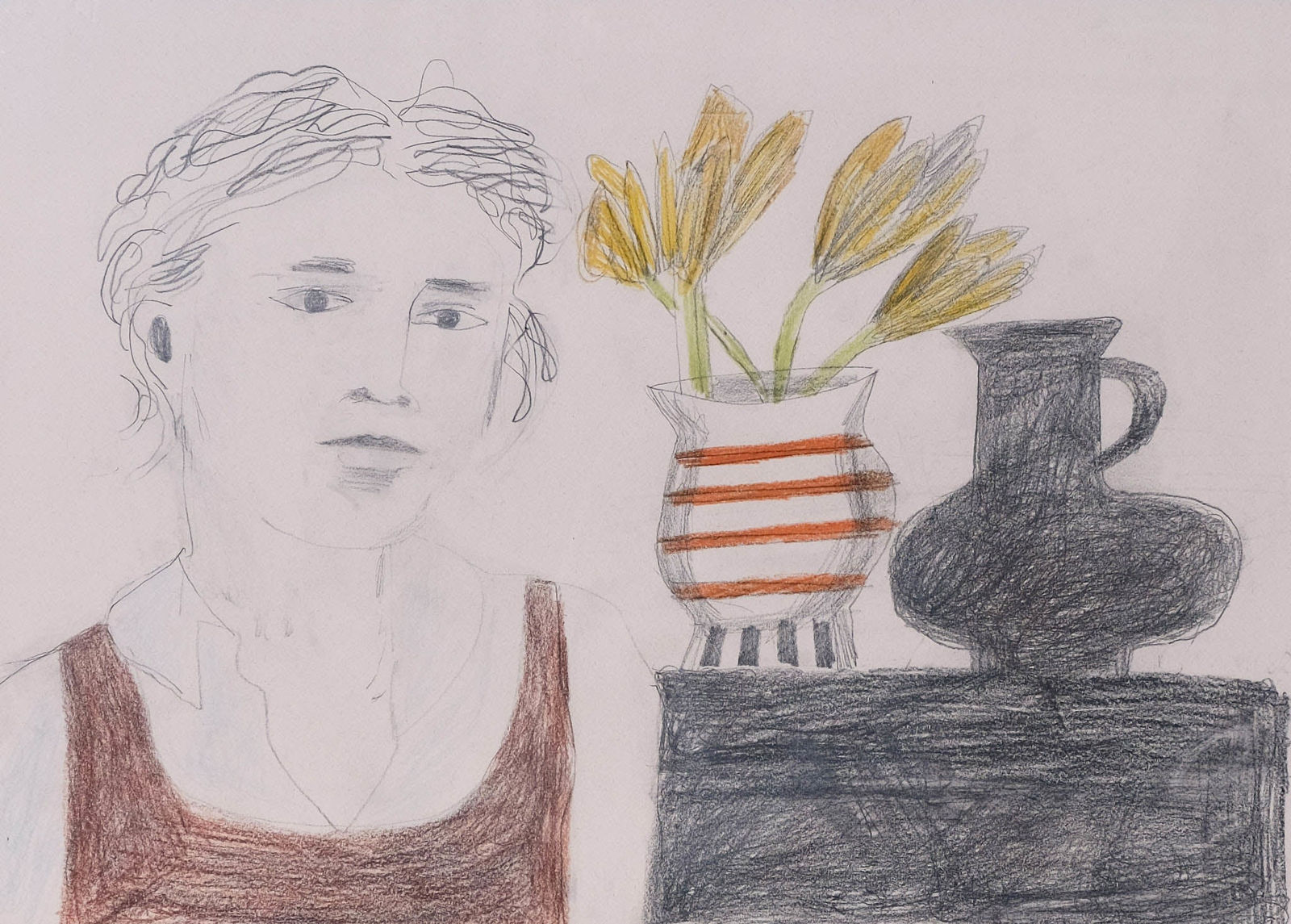 Christopher Marvell, Black jug and yellow flowers