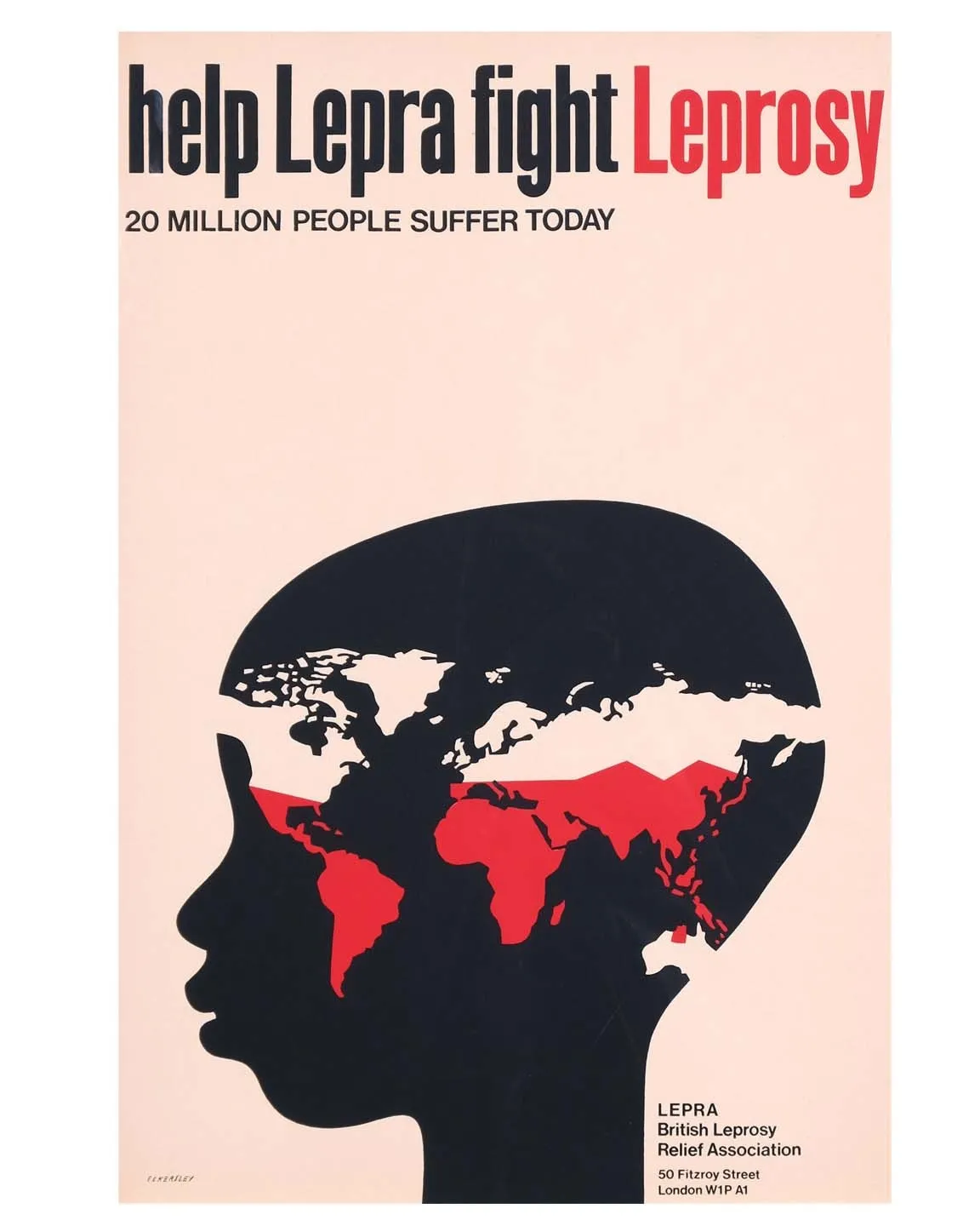 Tom Eckersley, 'Help Lepra' Poster, c.1980s