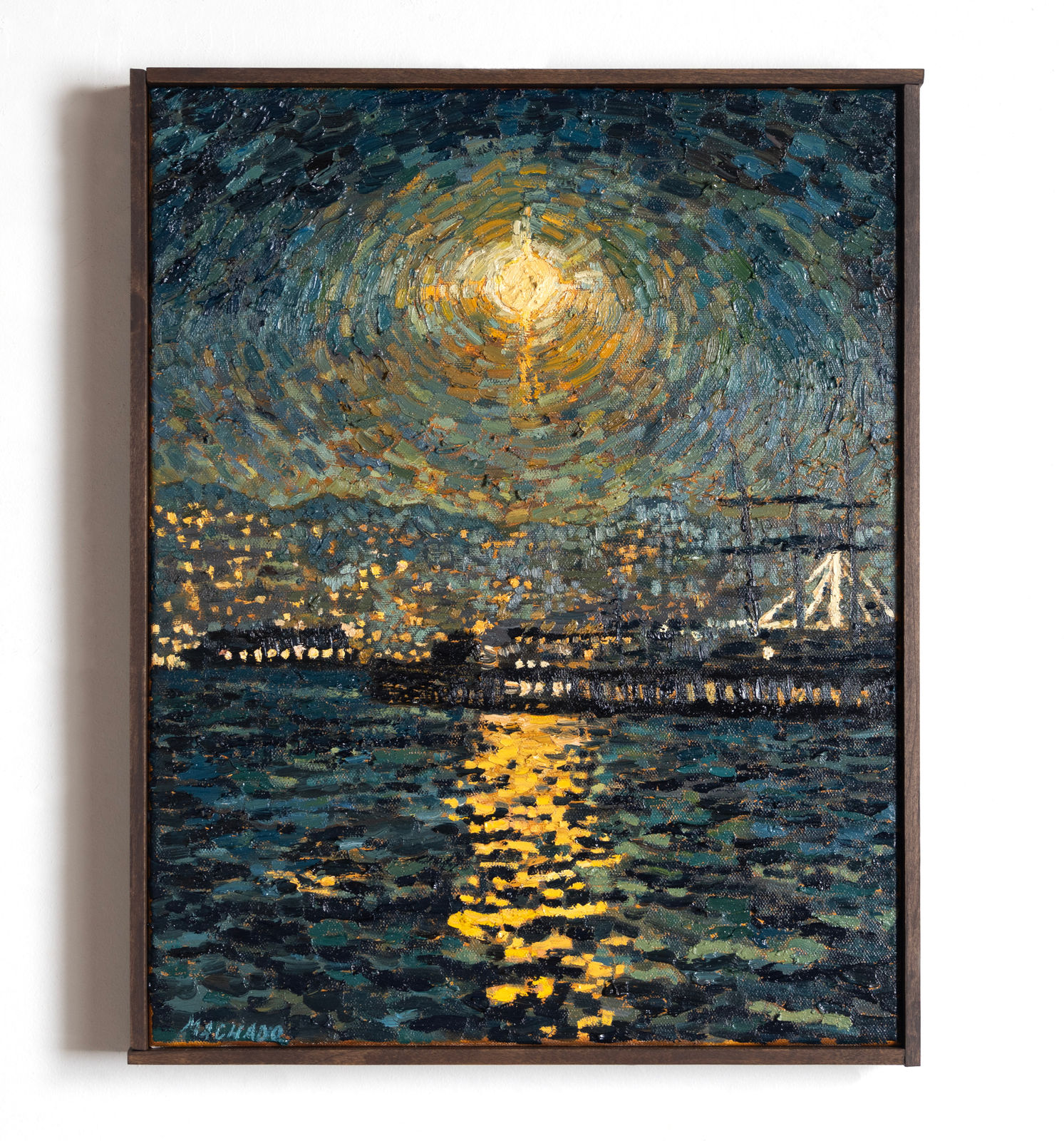 Martin Machado, Full Moon Plein Air Moonrise SF Bay October 2024, 2024
