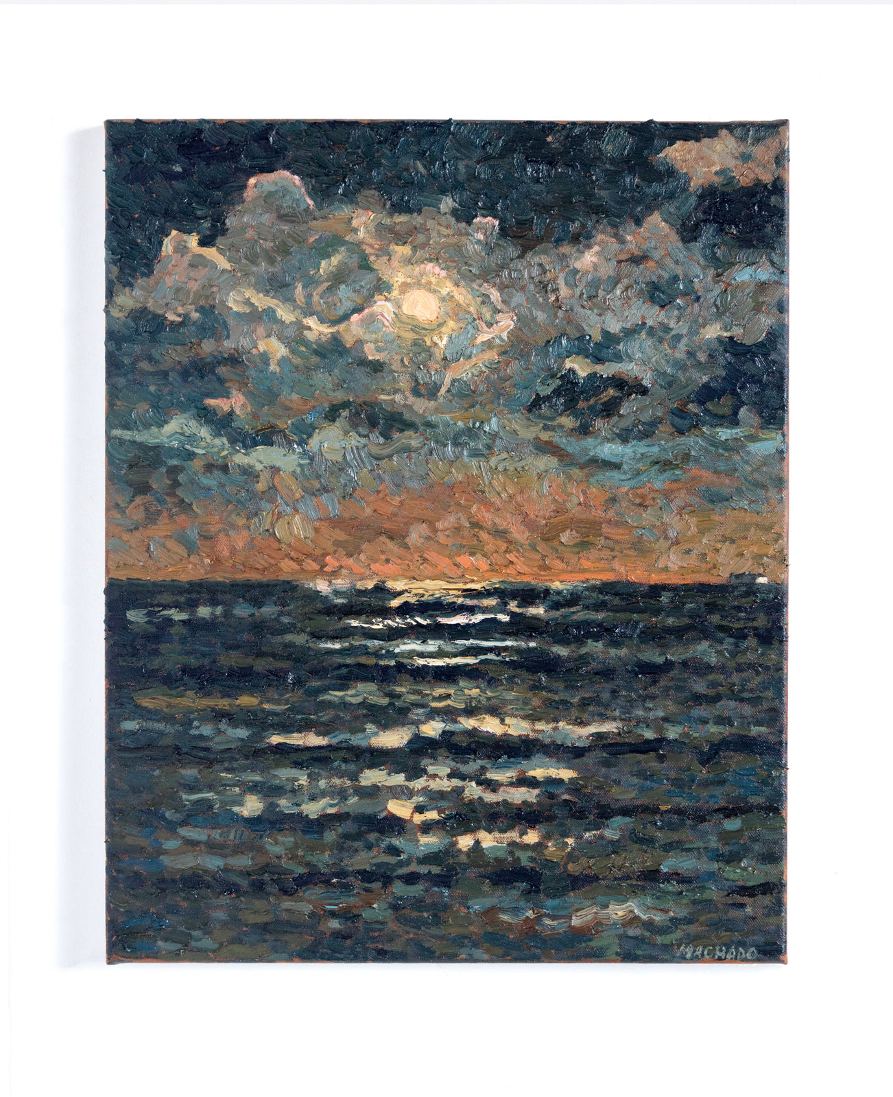 Martin Machado, Full Moon Plein Air Moonset, Ocean Beach, October 2024, 2024