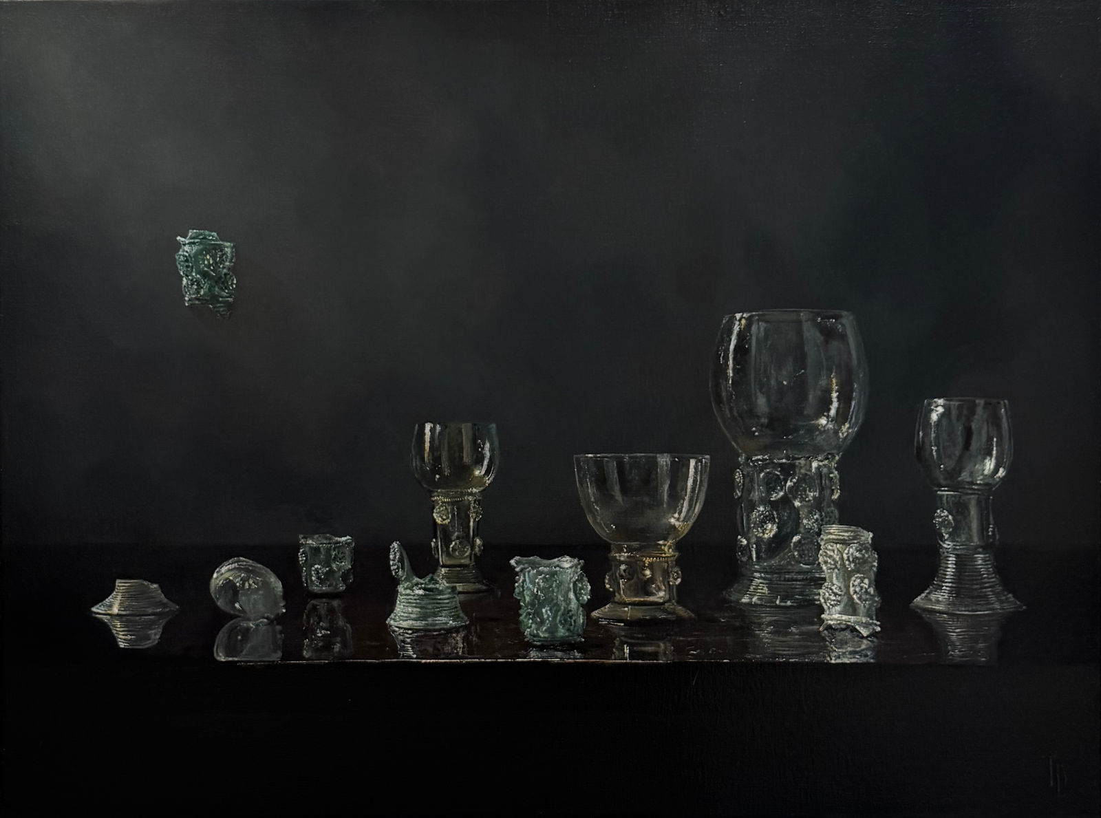 Thomas van Dun, Vanitas II (Roemerglazen), 2025