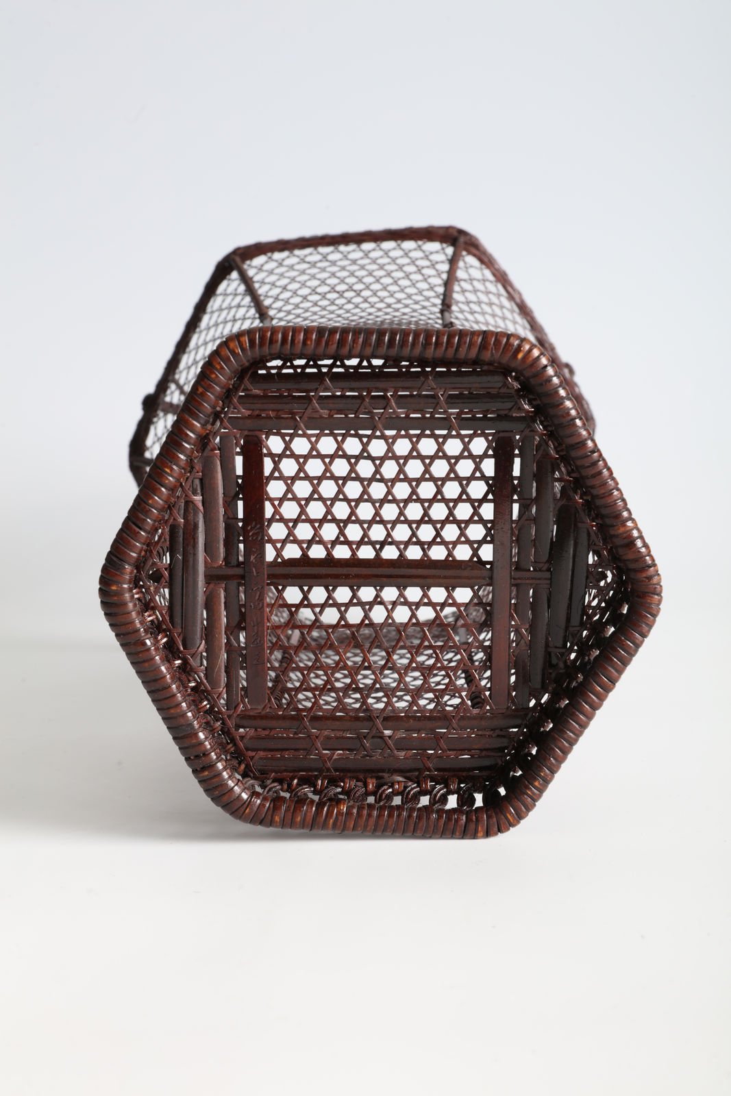 Ueda Shōunsai, Splayed Handled Flower Basket in Hexagonal Plaiting, ca 1940