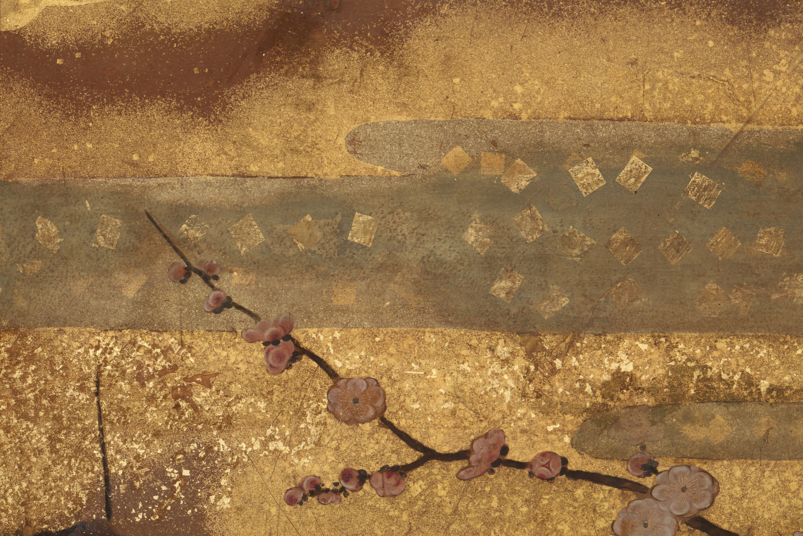 Kano School, Blooming Plum and Cherry Trees along Stream, ca 1800