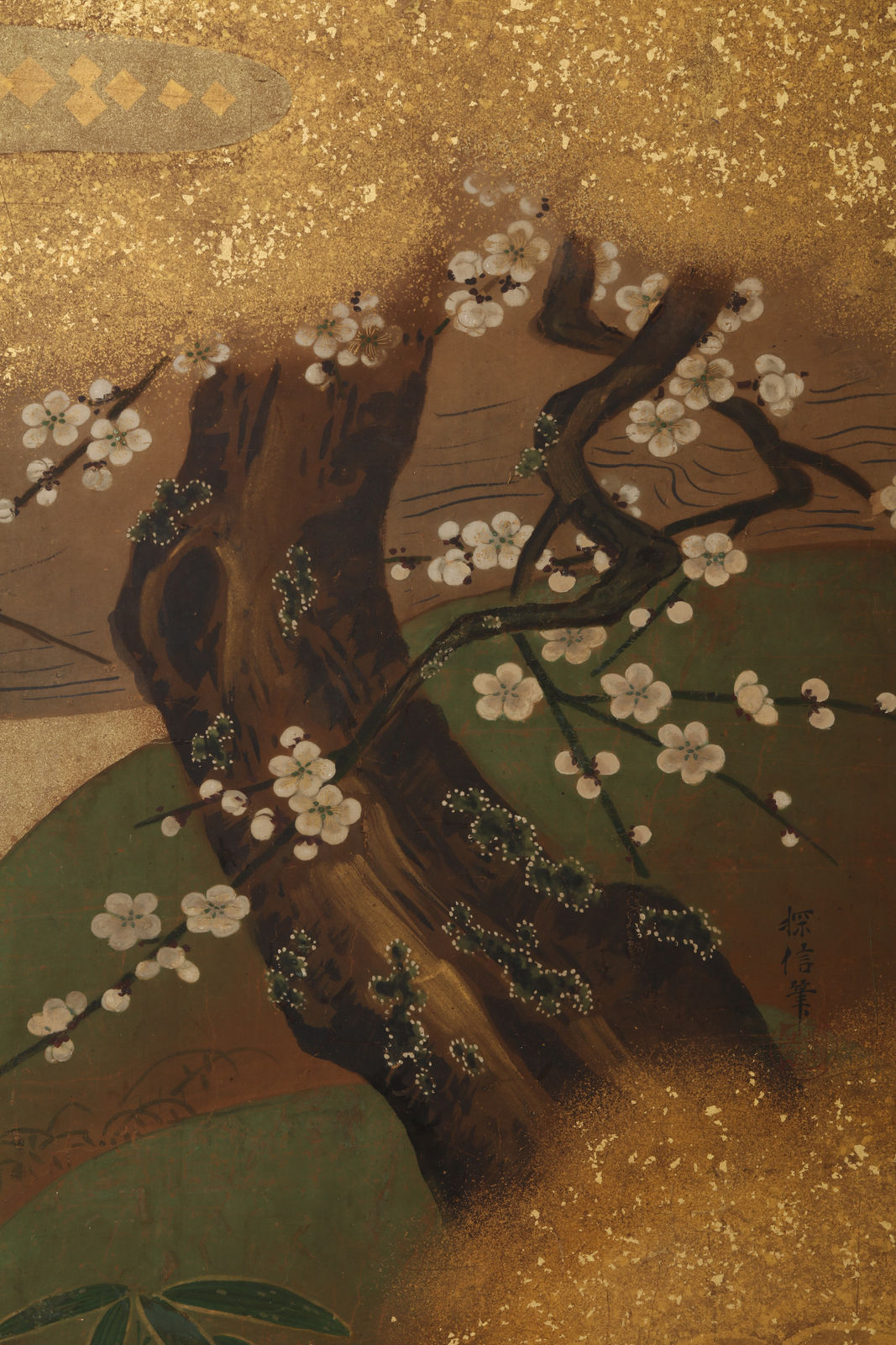 Kano School, Blooming Plum and Cherry Trees along Stream, ca 1800