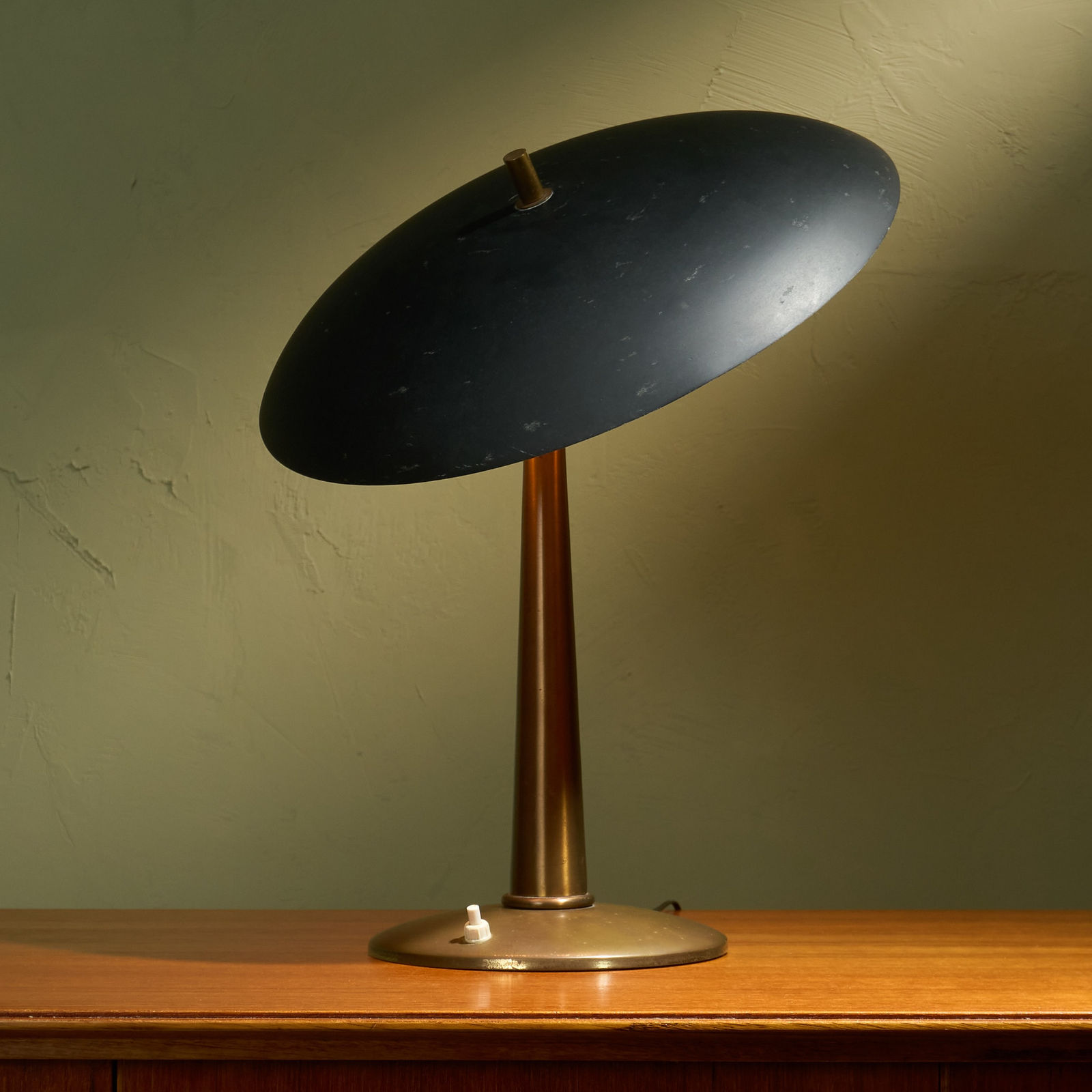 Black and Brass Italian Table Lamp with Adjustable Shade, Italy, 1950s