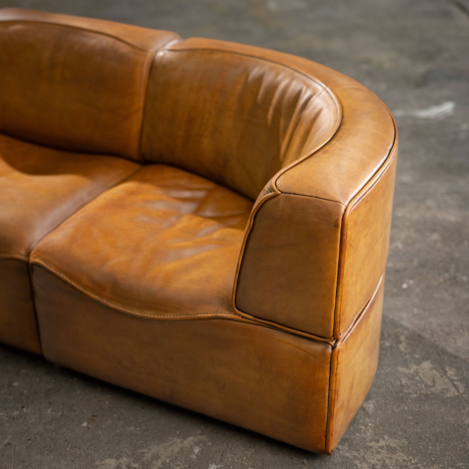 De Sede, DS-15 Sofa in Original Patinated Cognac Leather, Switzerland, 1970
