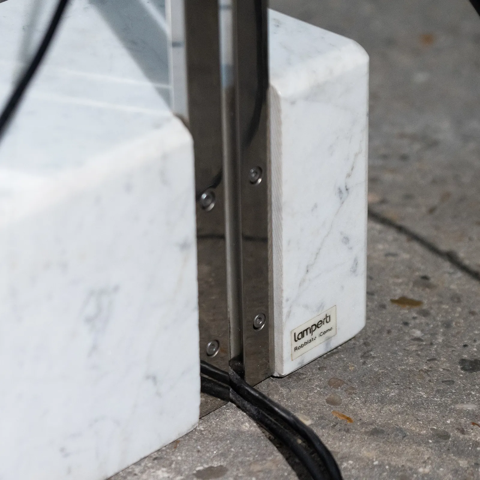 Lamperti, Large Floor Lamp with Chrome and Marble Base and Three Adjustable Light Fixtures, Italy, 1970s