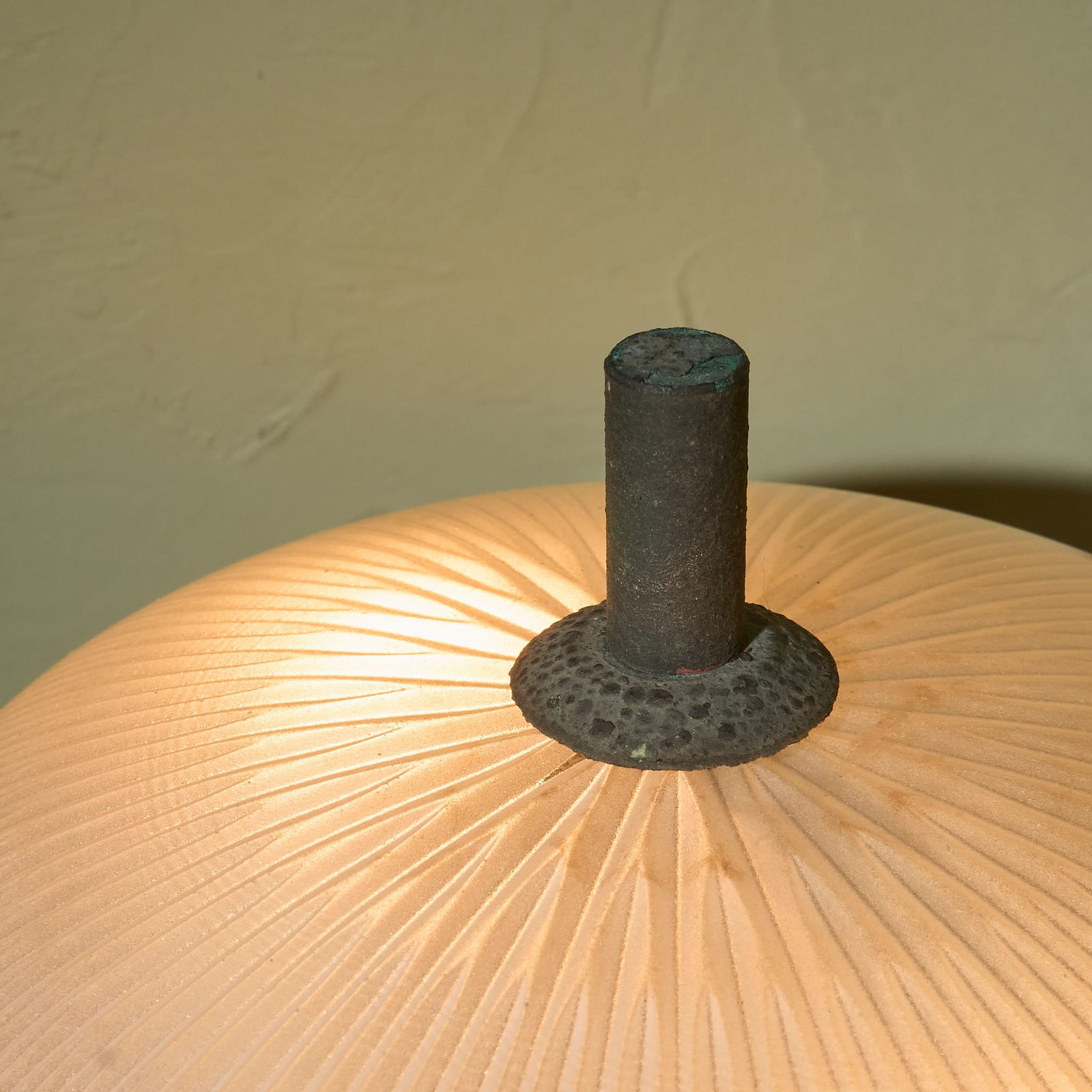 Pair of Wall Lights in Patinated Metal and Structured Glass, Italy, 1960s