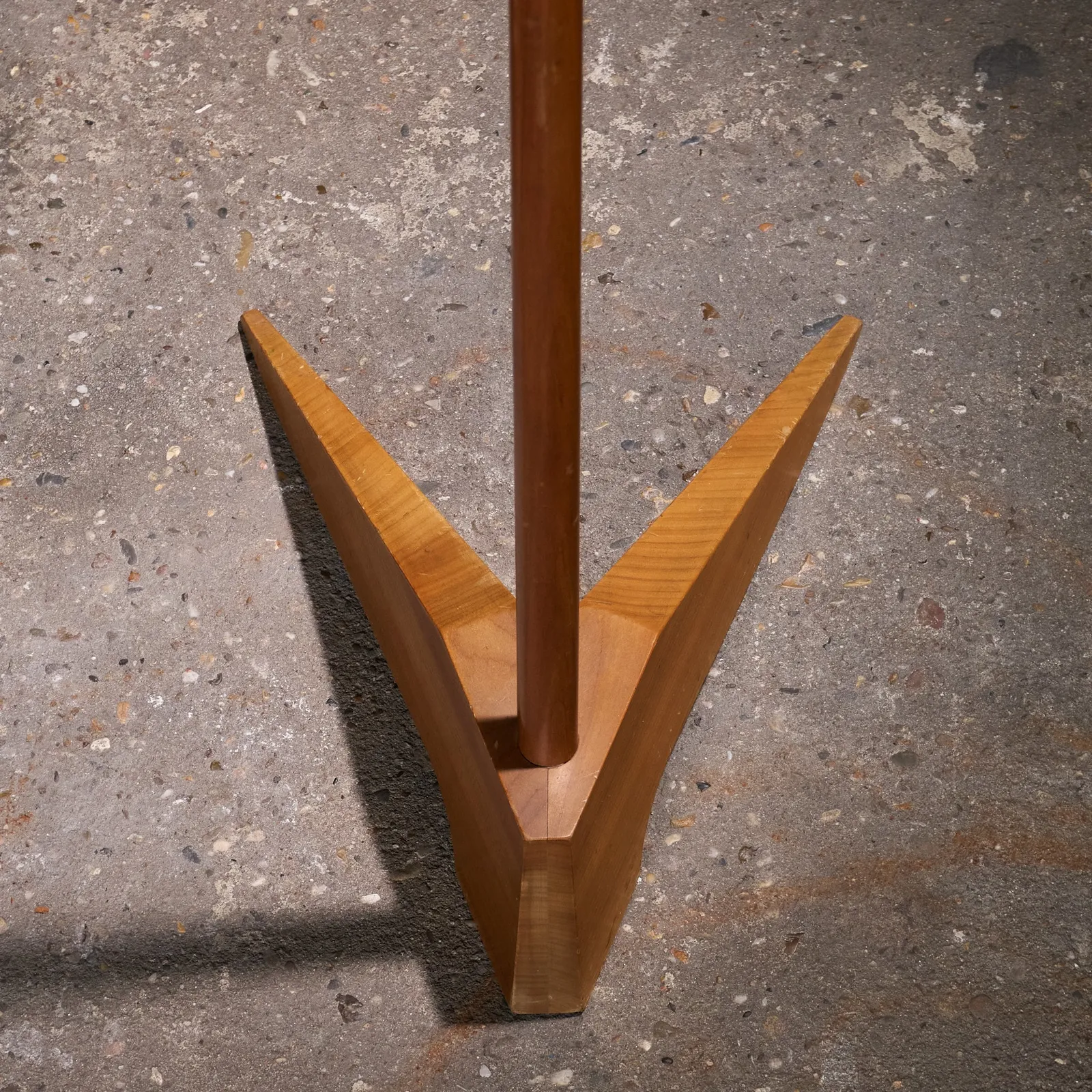 Floor Lamp with Wooden Stem and Fiberglass Shade, Scandinavian, 1950s