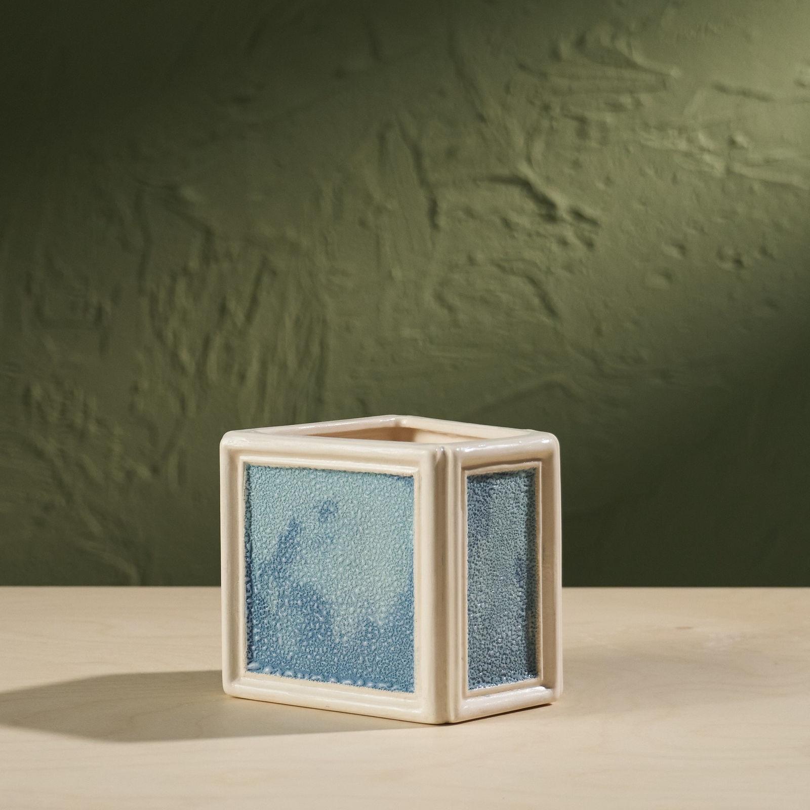 Eunsol Kim, 'Window' Series W2, Glazed Ceramic Sculpture in Beige and Blue, The Netherlands, 2025