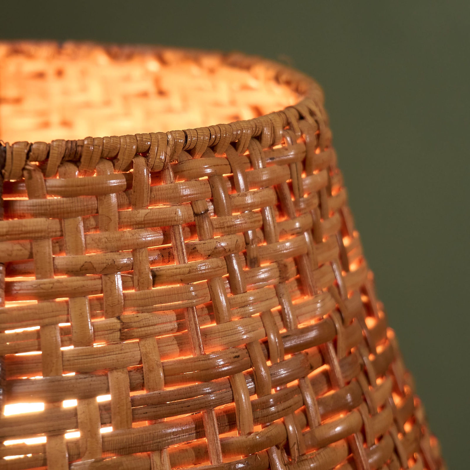 Bergboms, Pair of Floor Lamps with Rattan Shade and Curved Brass Stem, Sweden, 1960s